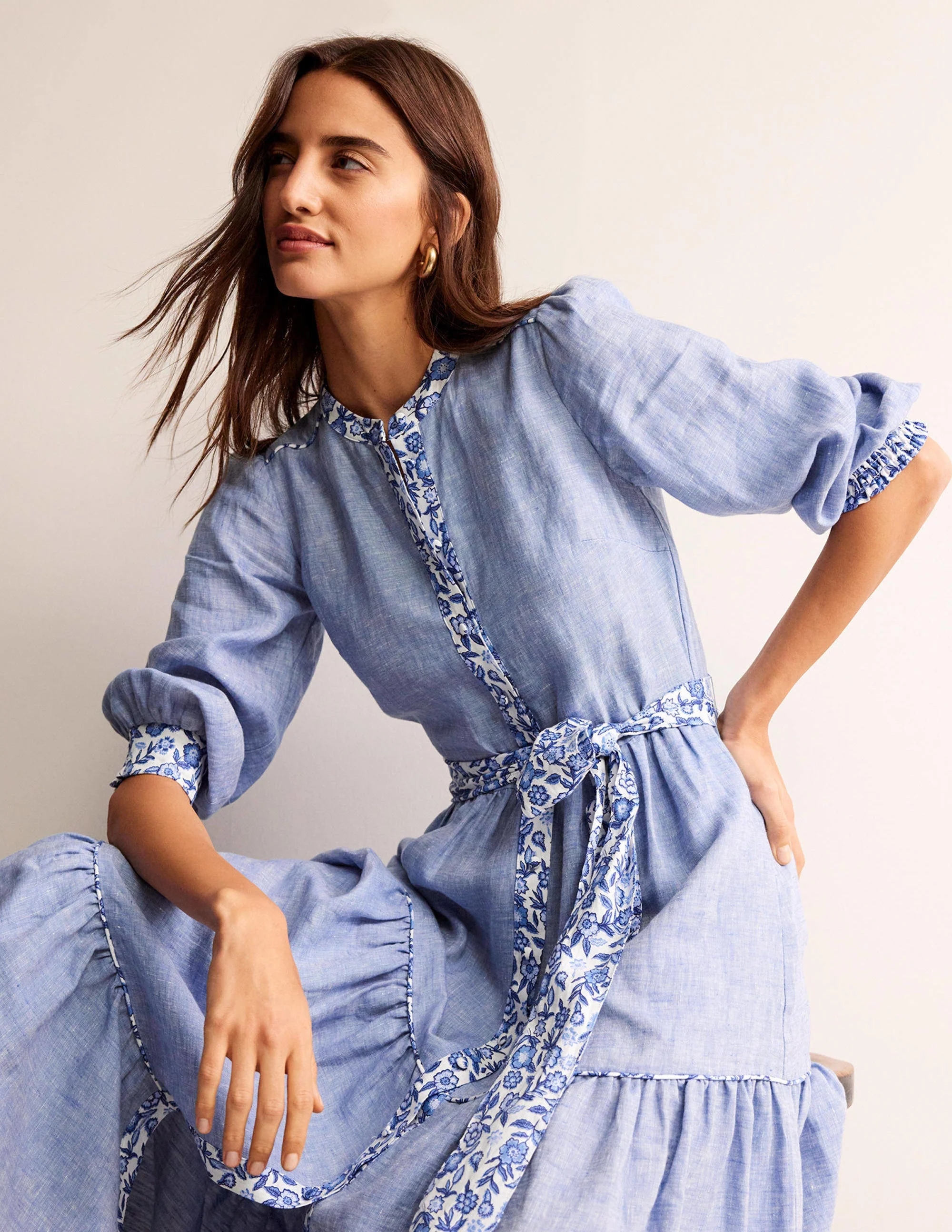 Alba Linen Maxi Dress-Chambray - Image 5