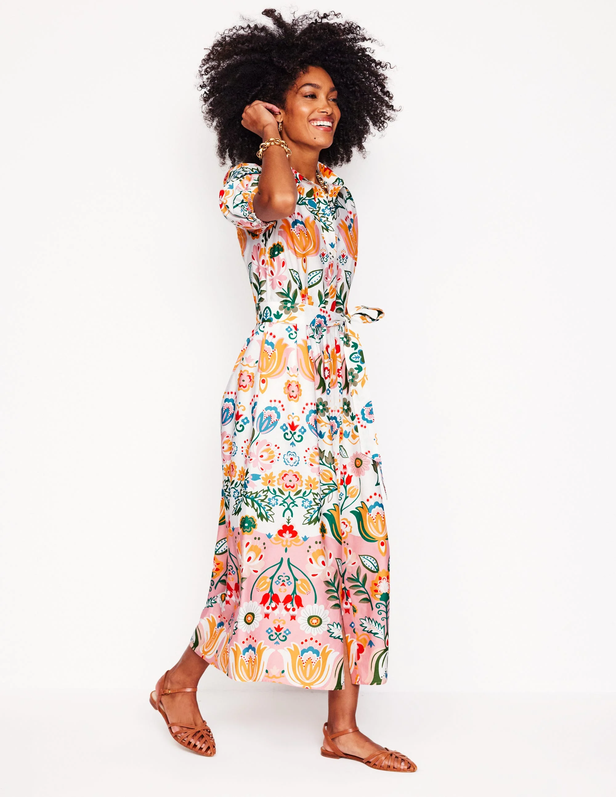 Alexa Maxi Shirt Dress-Ivory, Tulip Fusion - Image 3