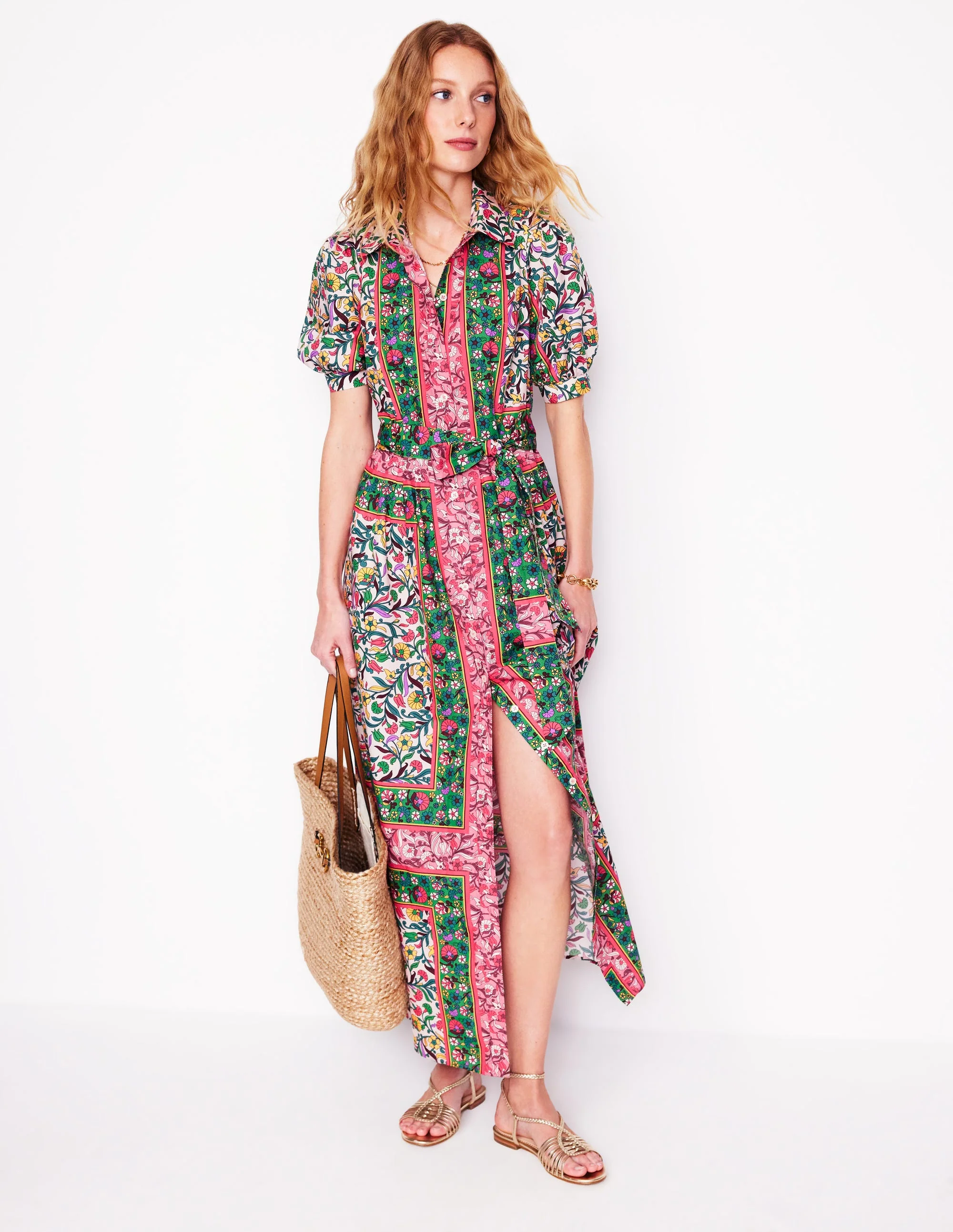 Alexa Maxi Shirt Dress-Multi, Enchanting Vine - Image 6