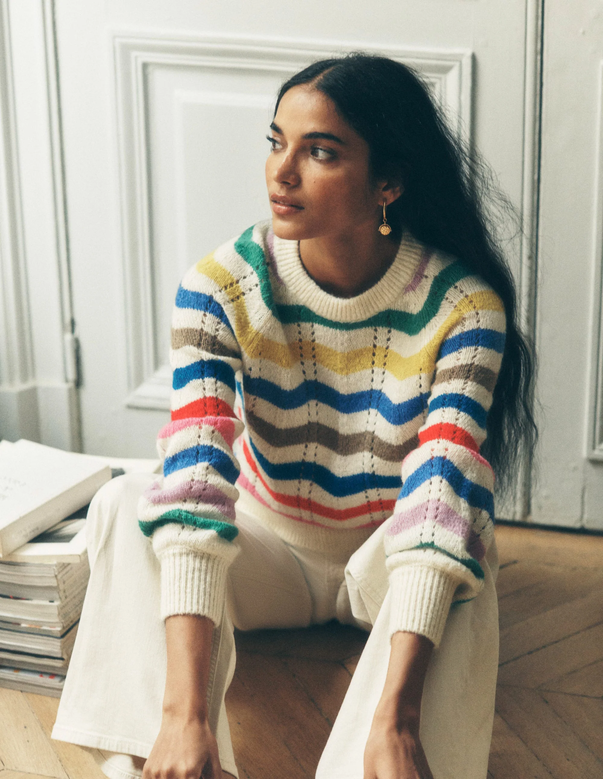 Alice Fluffy Raglan Jumper-Rainbow Wave - Image 2