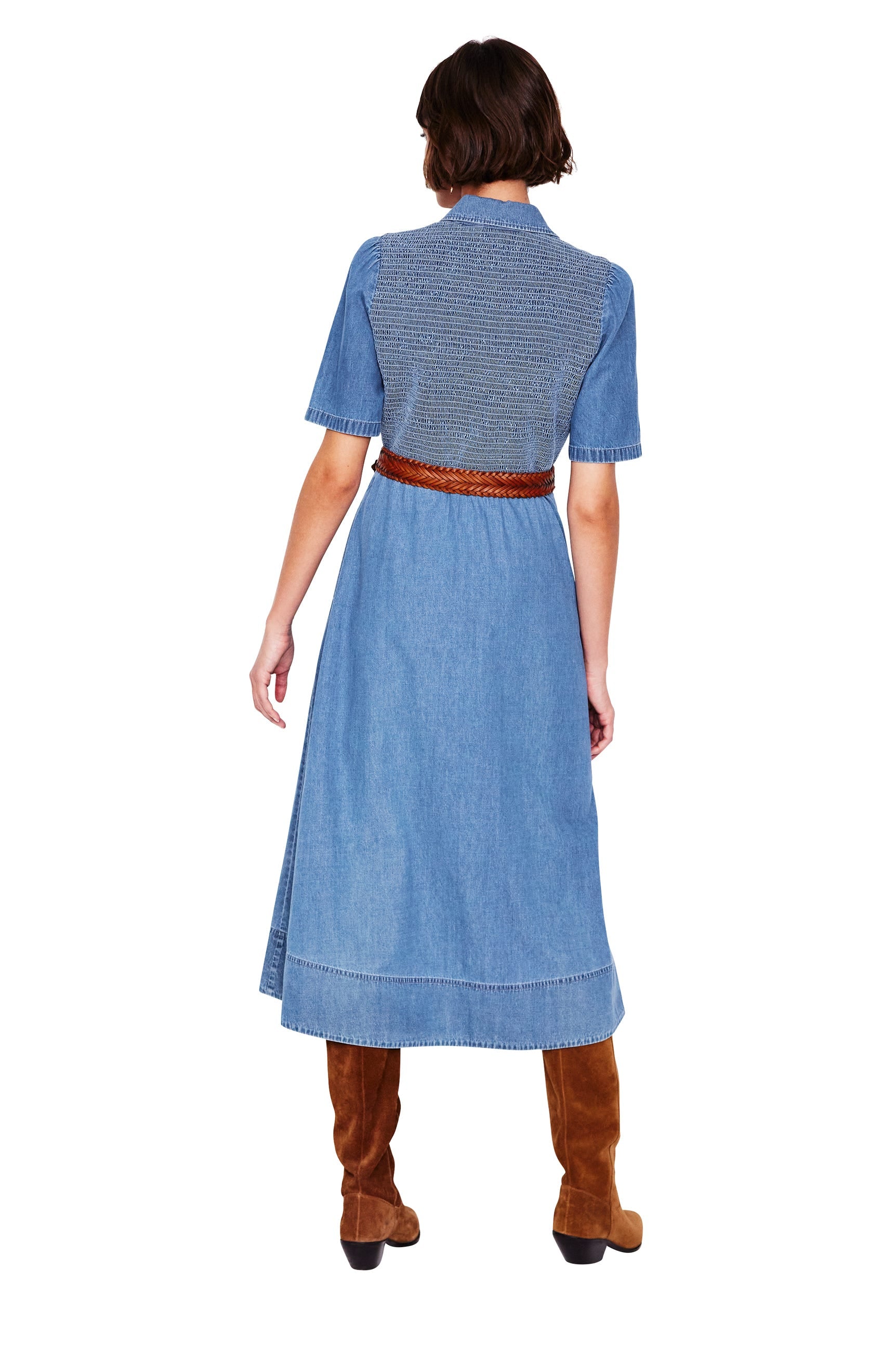 Amber Denim Midi Dress-Light Vintage Denim - Image 8