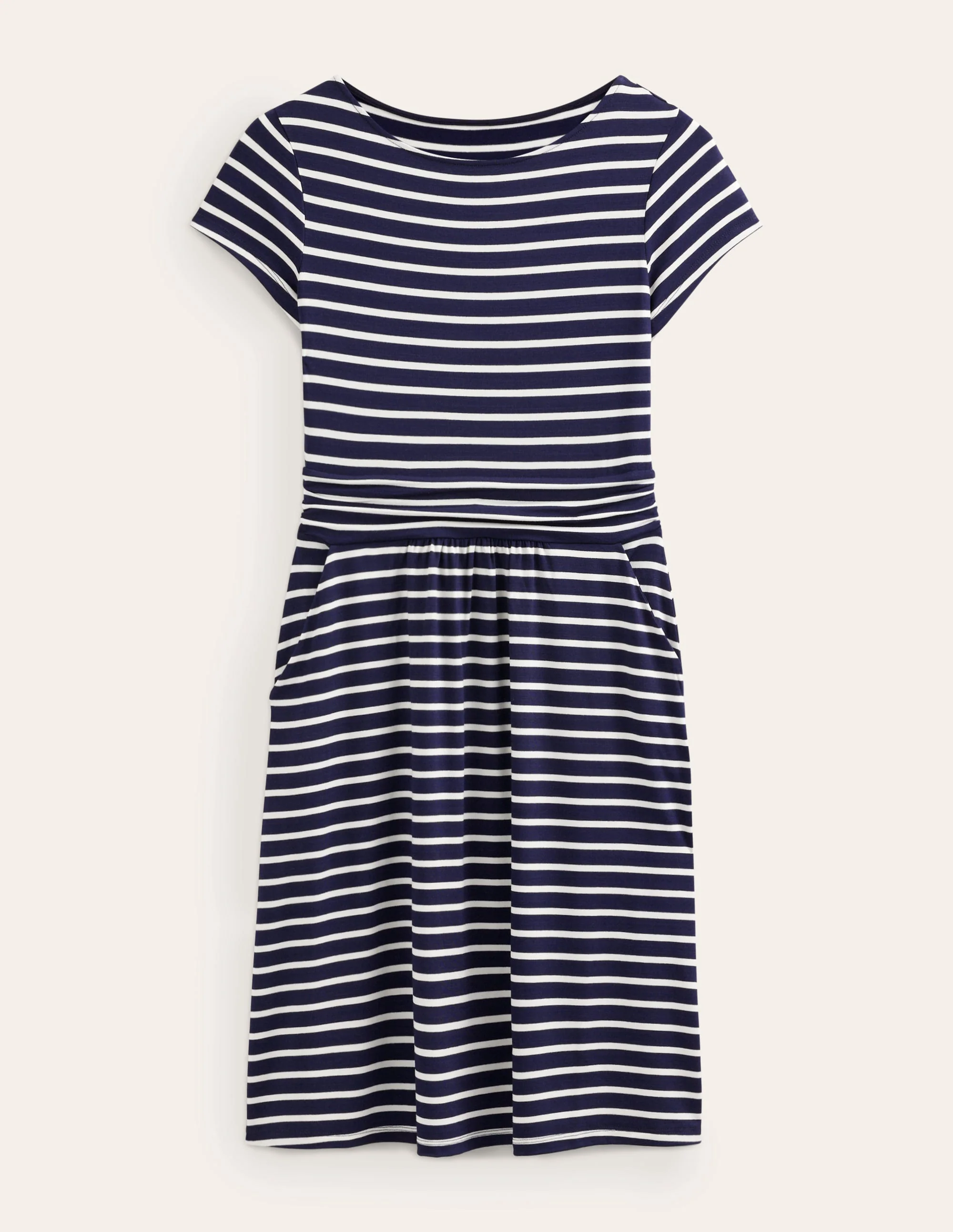 Amelie Jersey Dress-Navy, Ivory Stripe - Image 5