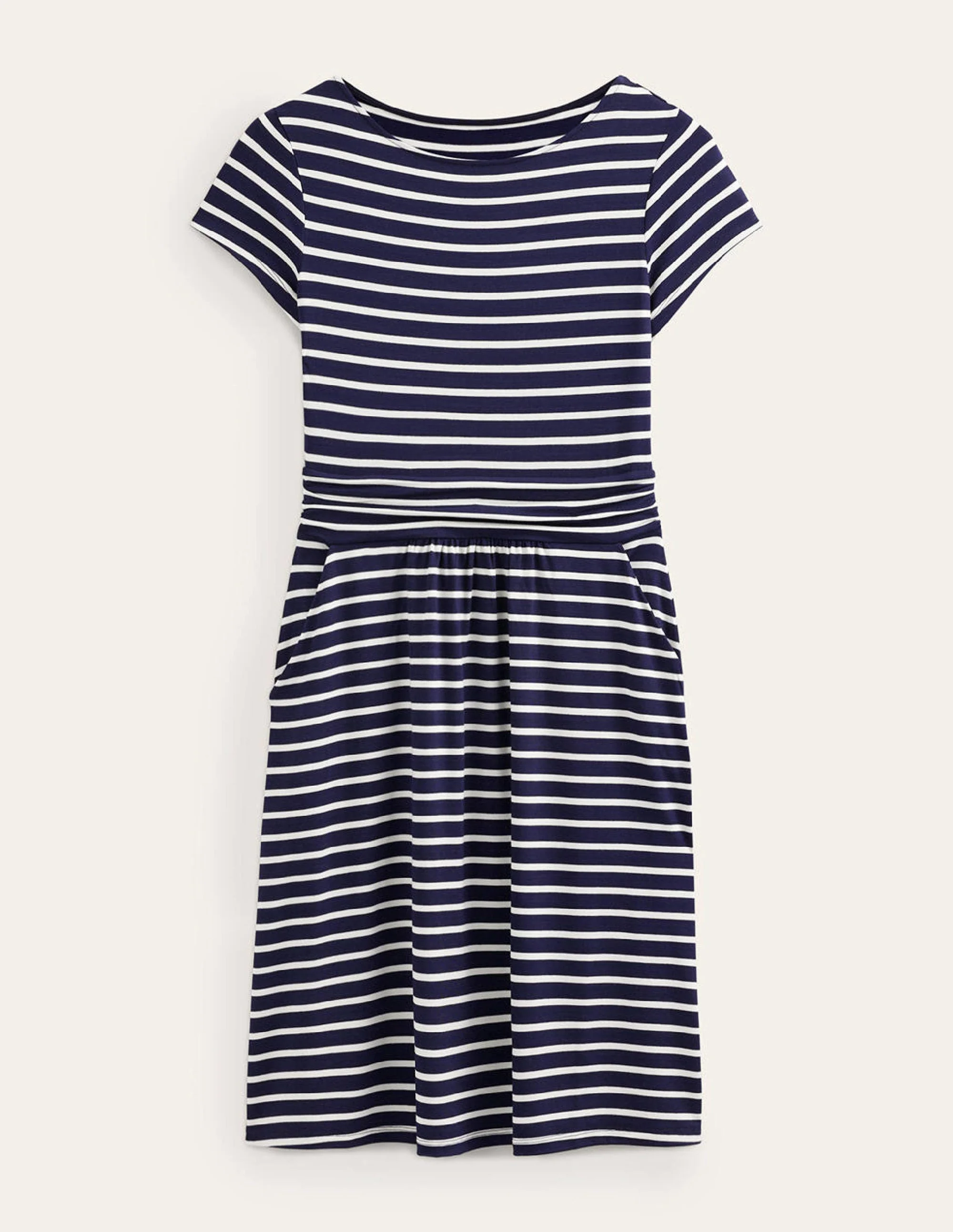 Amelie Jersey Dress-Navy, Ivory Stripe - Image 6