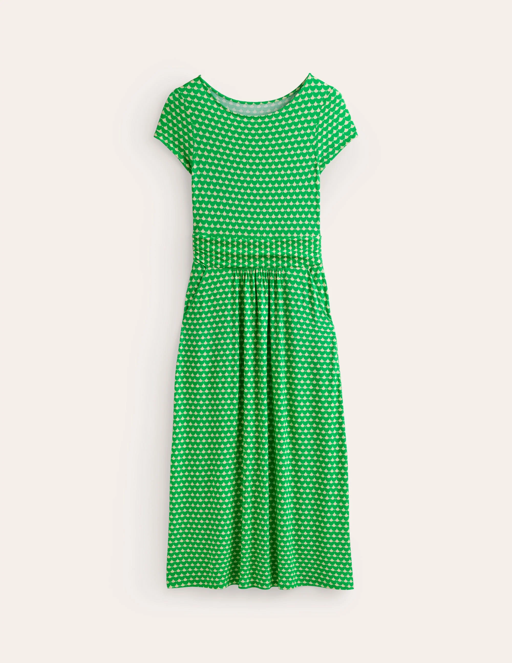 Amelie Jersey Midi Dress-Kelly Green, Crescent Stamp - Image 5