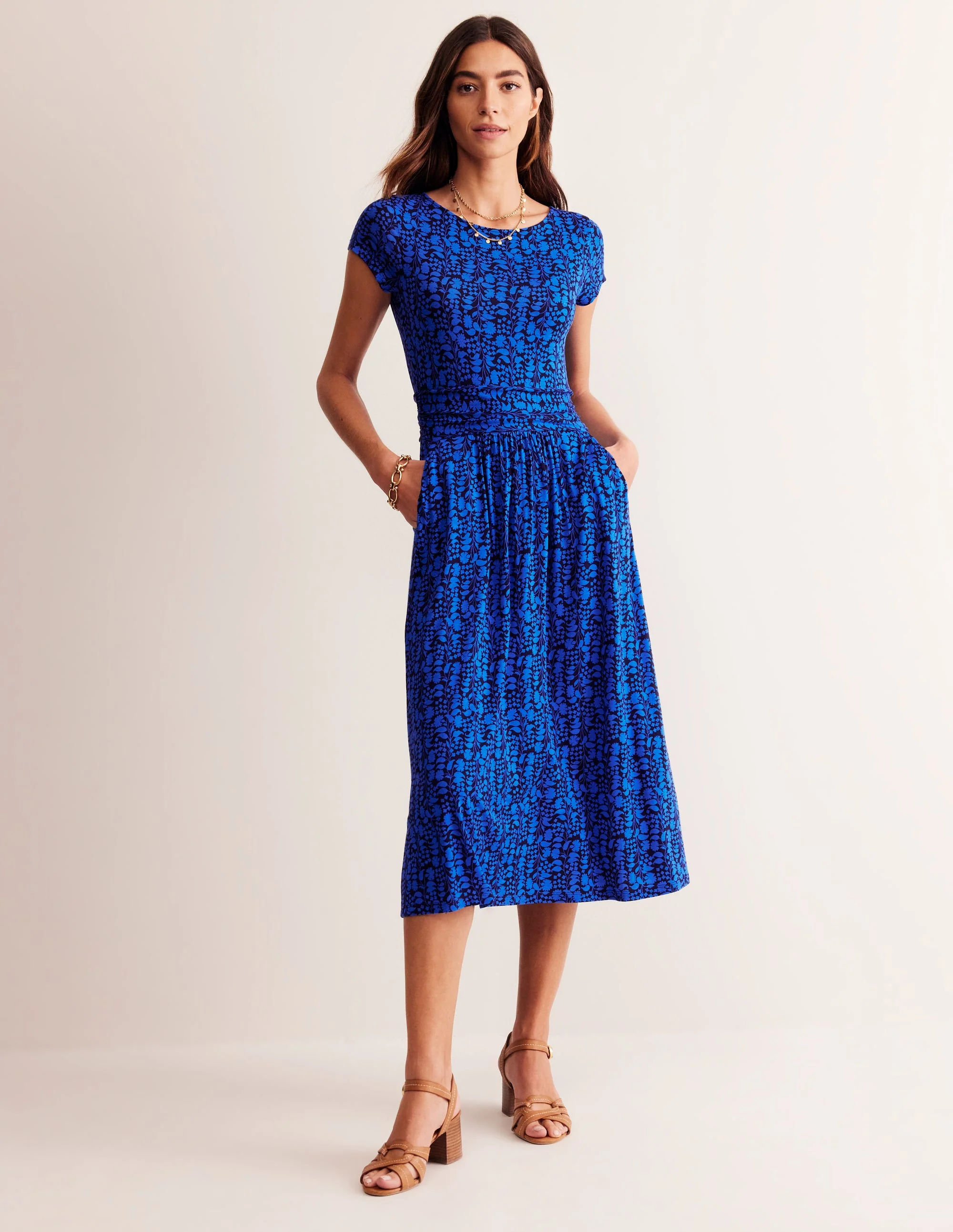 Amelie Jersey Midi Dress-Kingfisher Blue, Prairie Vine - Image 2