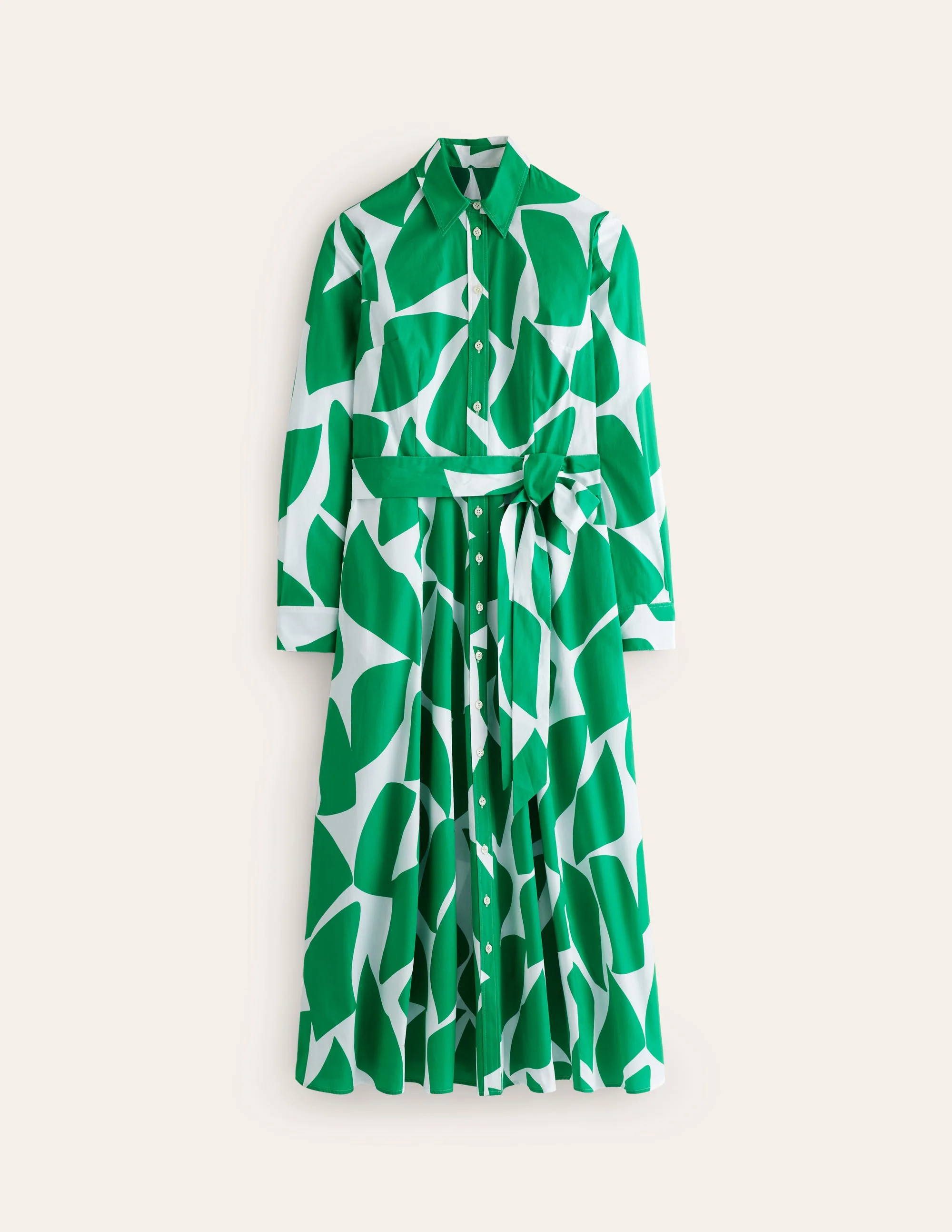 Amy Cotton Midi Shirt Dress-Green Tambourine, Terazzo - Image 6