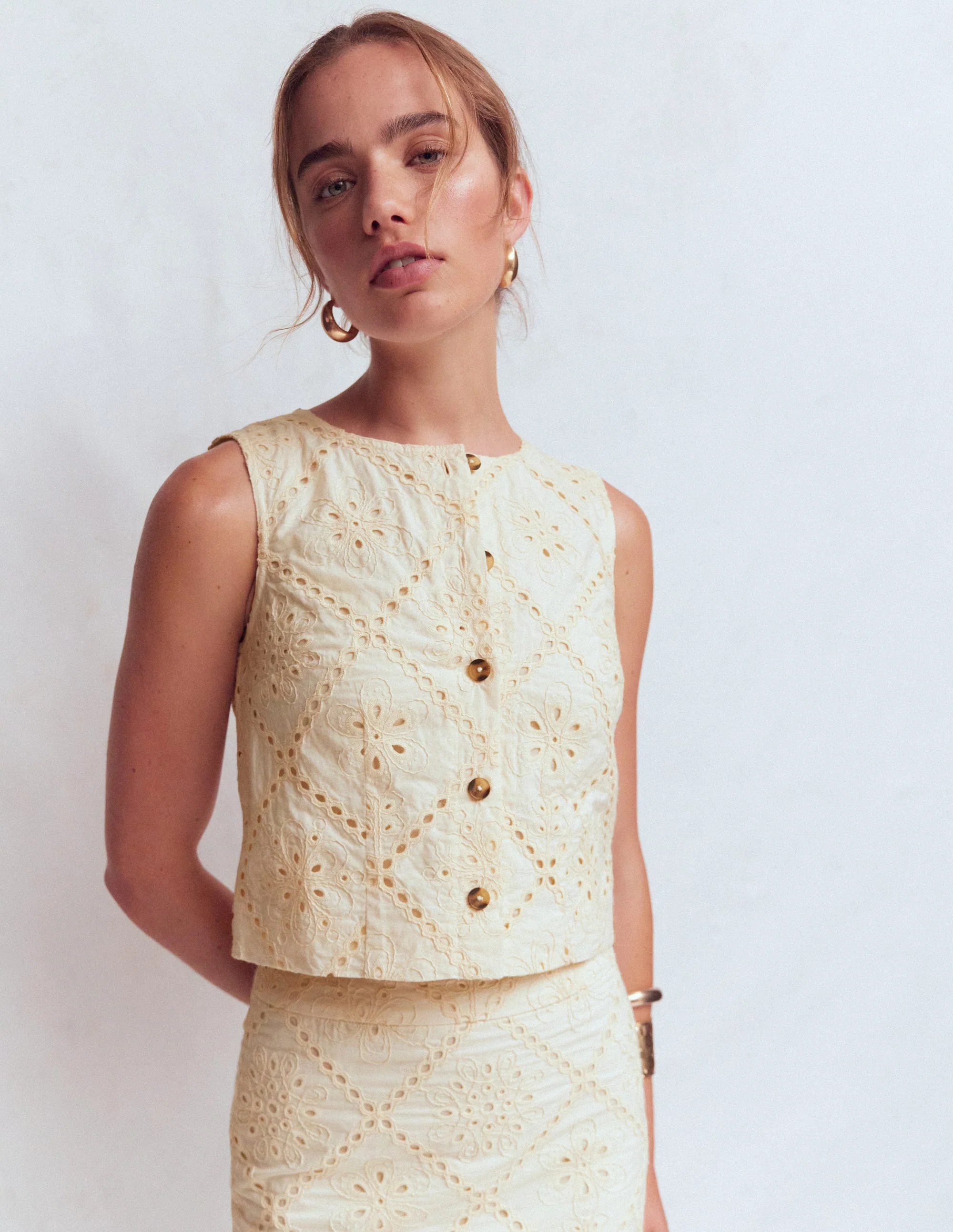 Andrea Cotton Shell Top-Ivory broderie - Image 4