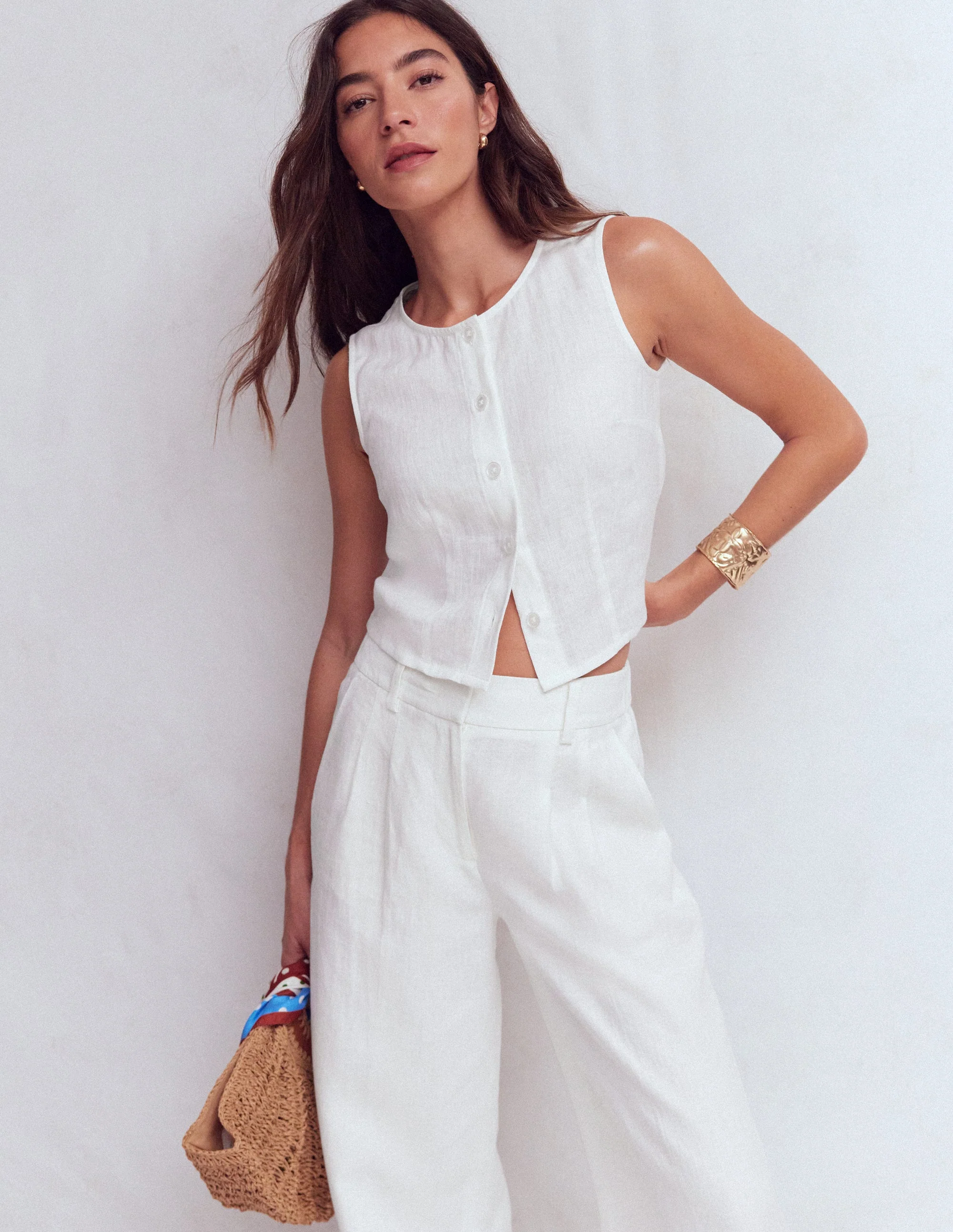 Andrea Linen Shell Top-White - Image 4