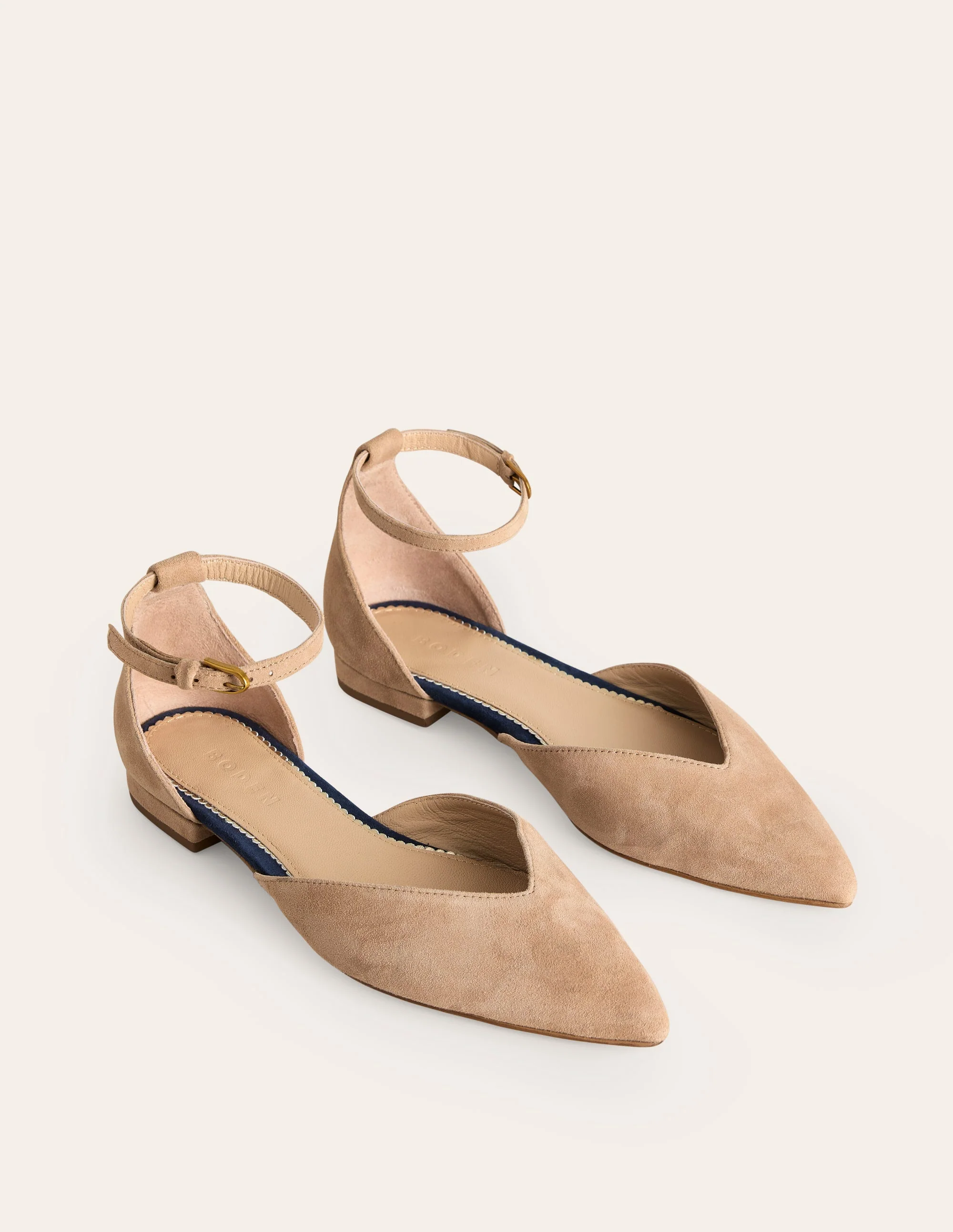 Ankle Strap Point Flats-Macchiato Suede - Image 3