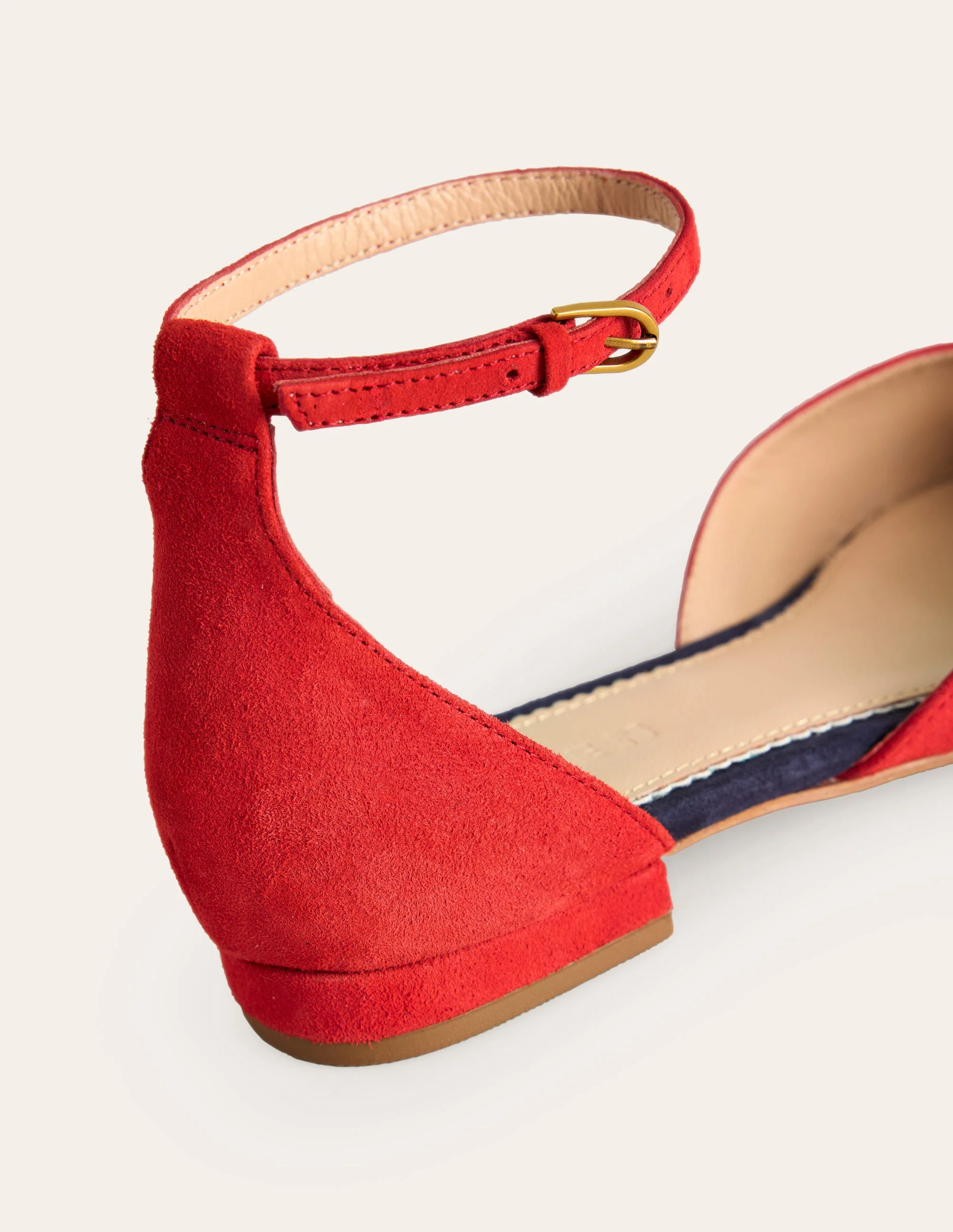 Ankle Strap Point Flats-Post Box Red Suede - Image 4