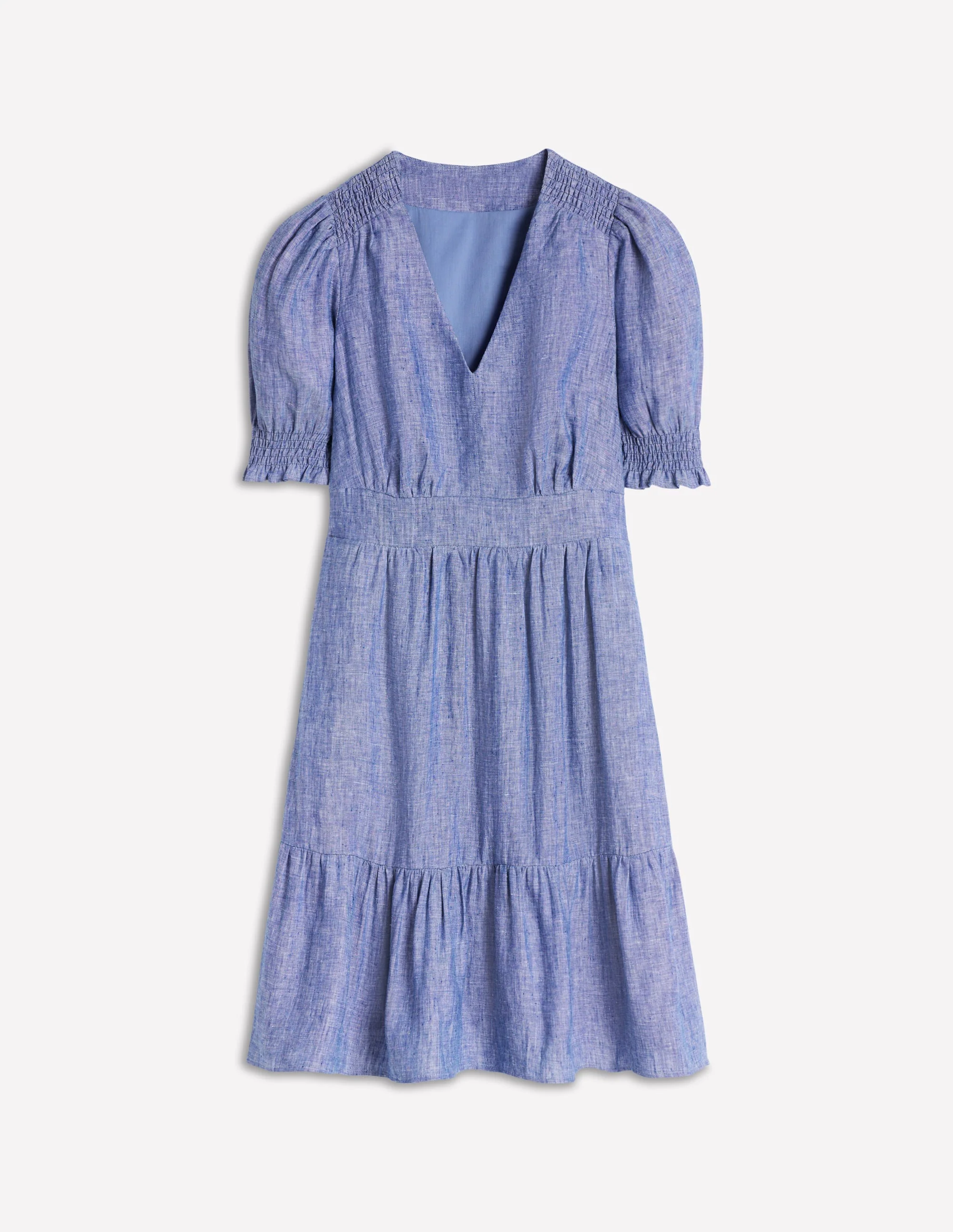 Anna Linen Short Dress-Authentic Blue Chambray - Image 5