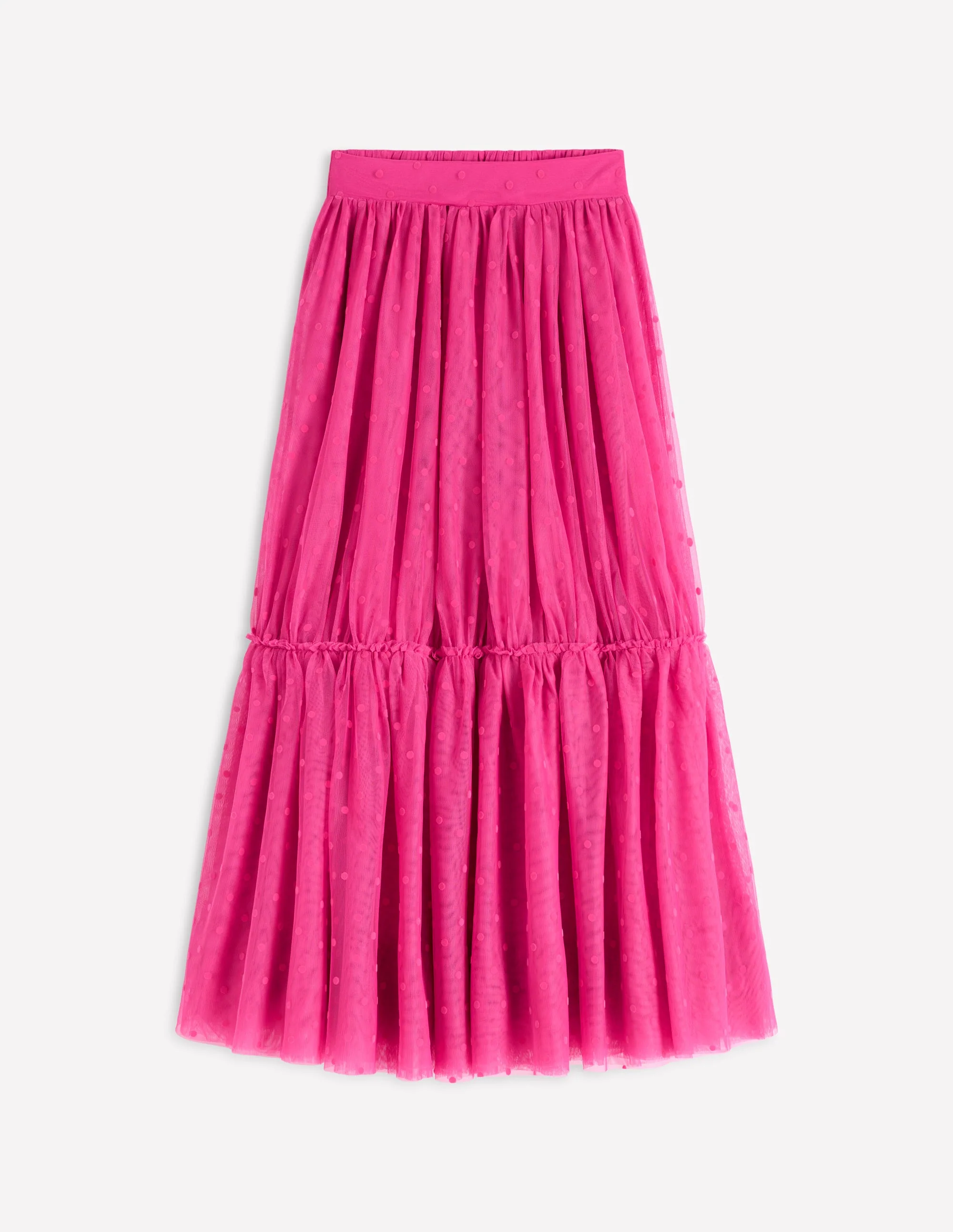 Anna Tulle Midi Skirt-Pink Flocked Spot - Image 6