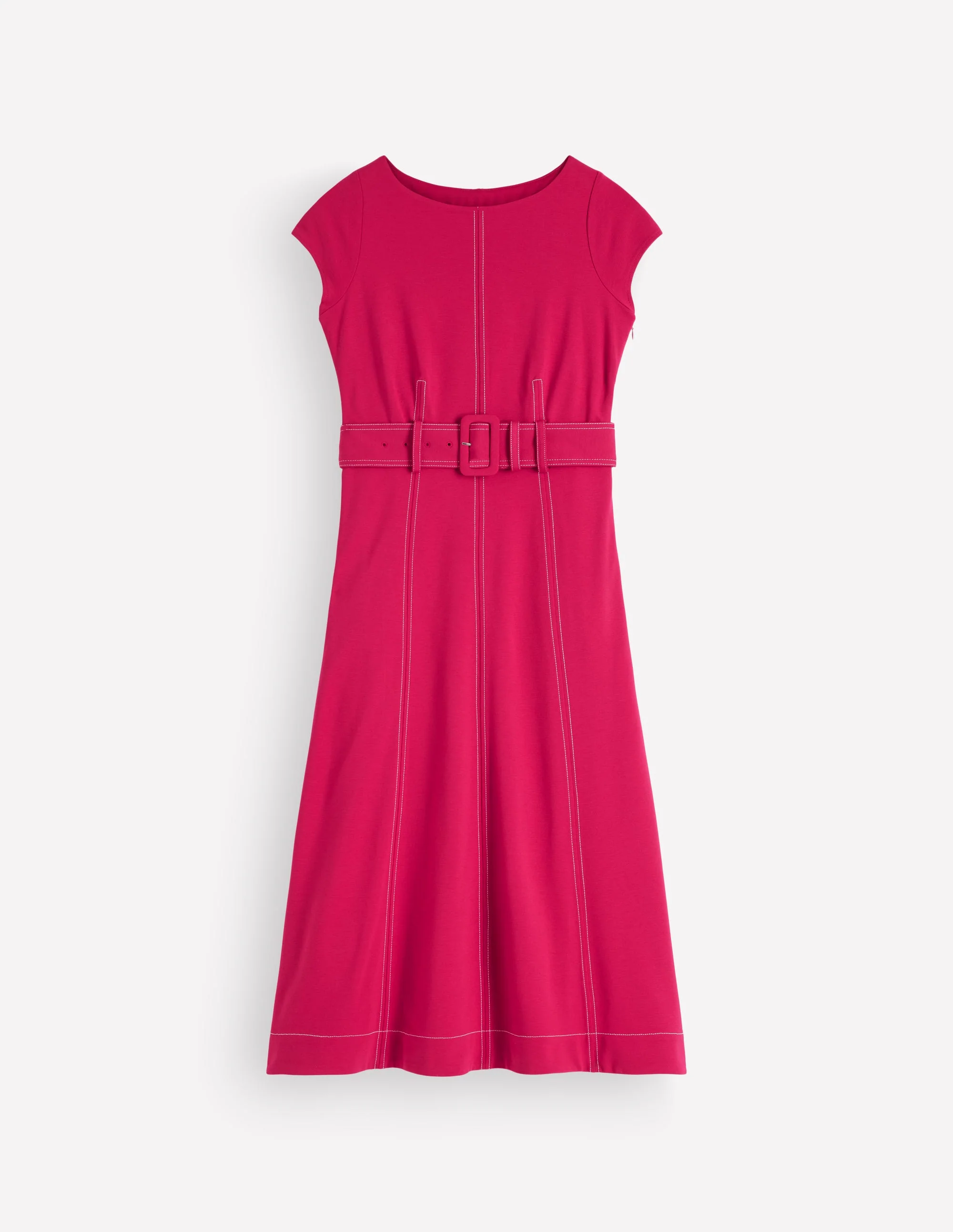Annet Belted Ponte Midi Dress-Pomegranate - Image 5
