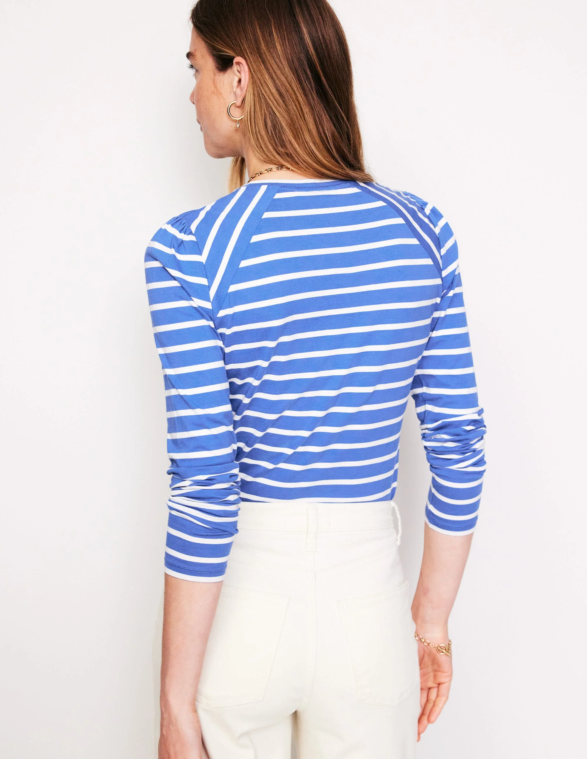 Arabella Stripe Jersey Top-Blue, Ivory Stripe - Image 3