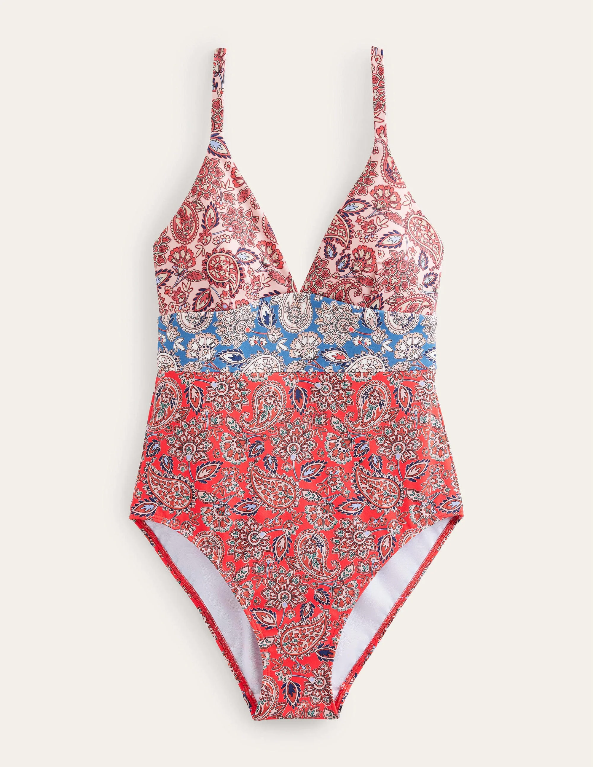 Arezzo V-neck Panel Swimsuit-High Risk Red, Paisley Terrace - Image 7