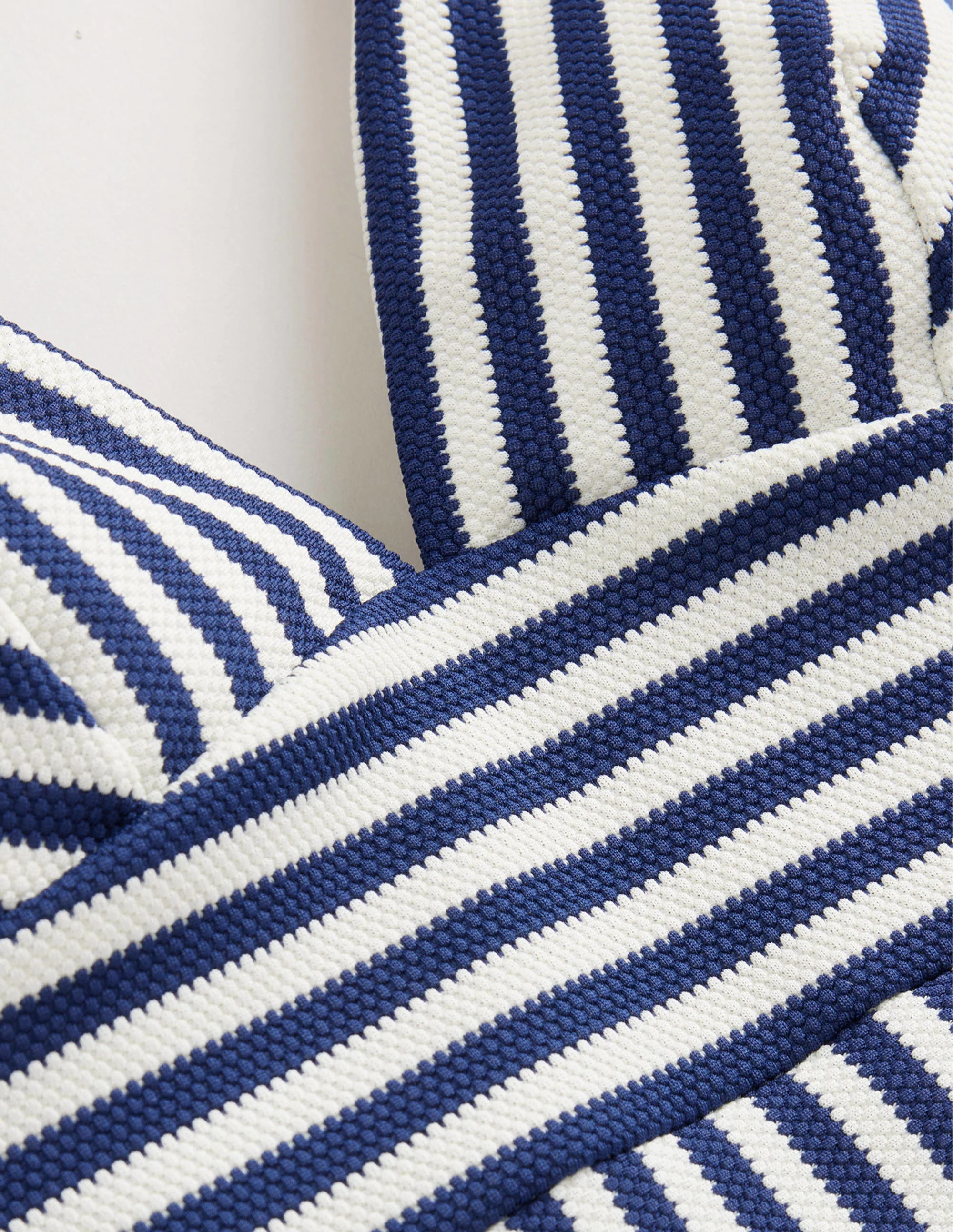 Arezzo V-neck Panel Swimsuit-Navy, Ivory Texture Stripe - Image 10