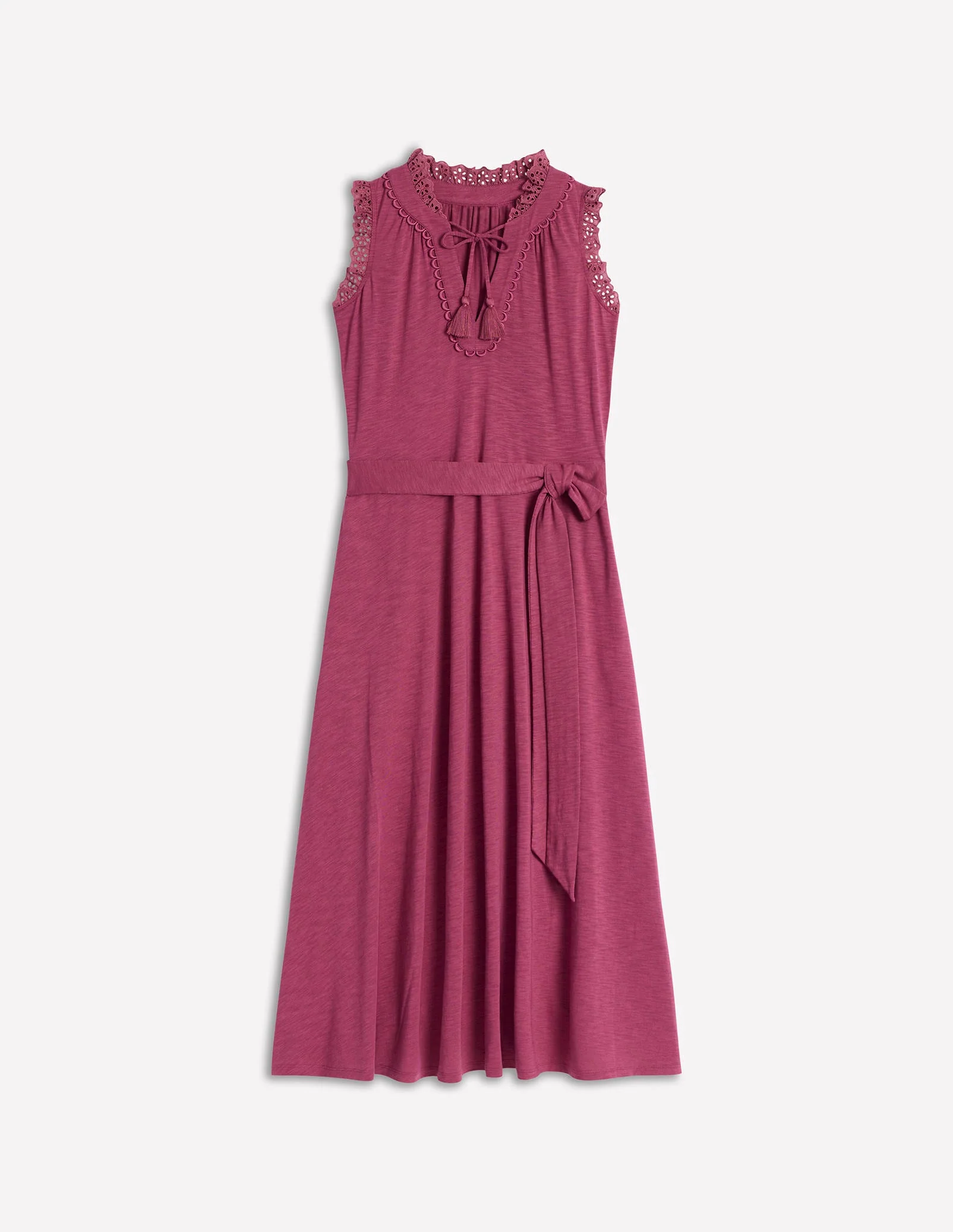 Aria Broderie Trim Midi Dress-Plum Purple - Image 5