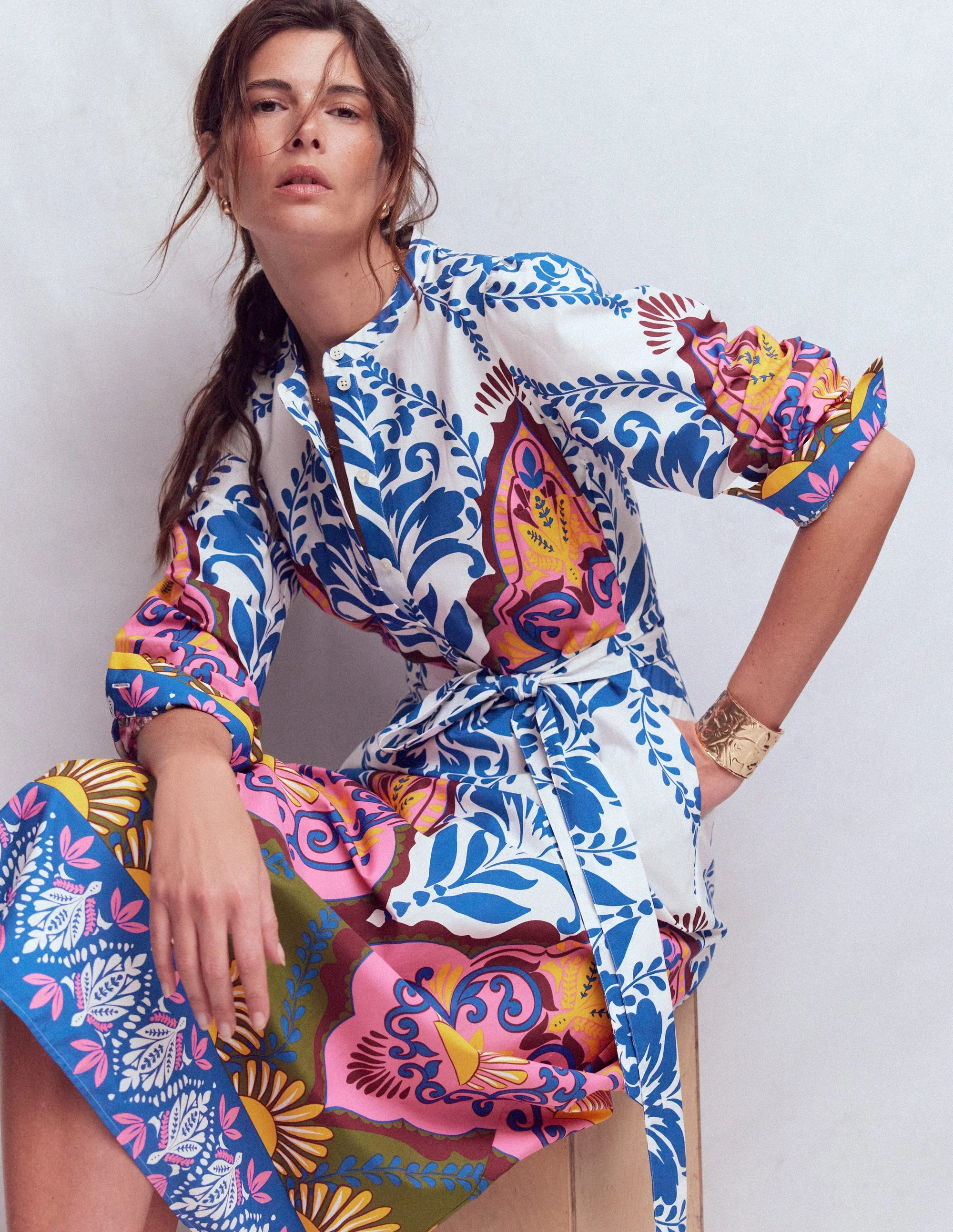 Ava Cotton Midi Dress-Multi, Ornamental Garden - Image 5