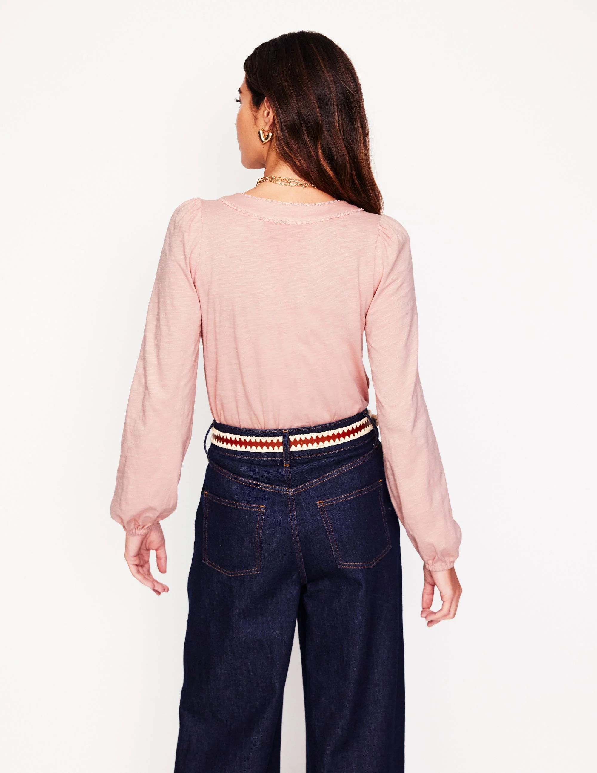 Ava Long Sleeve Trim Top-Milkshake - Image 3