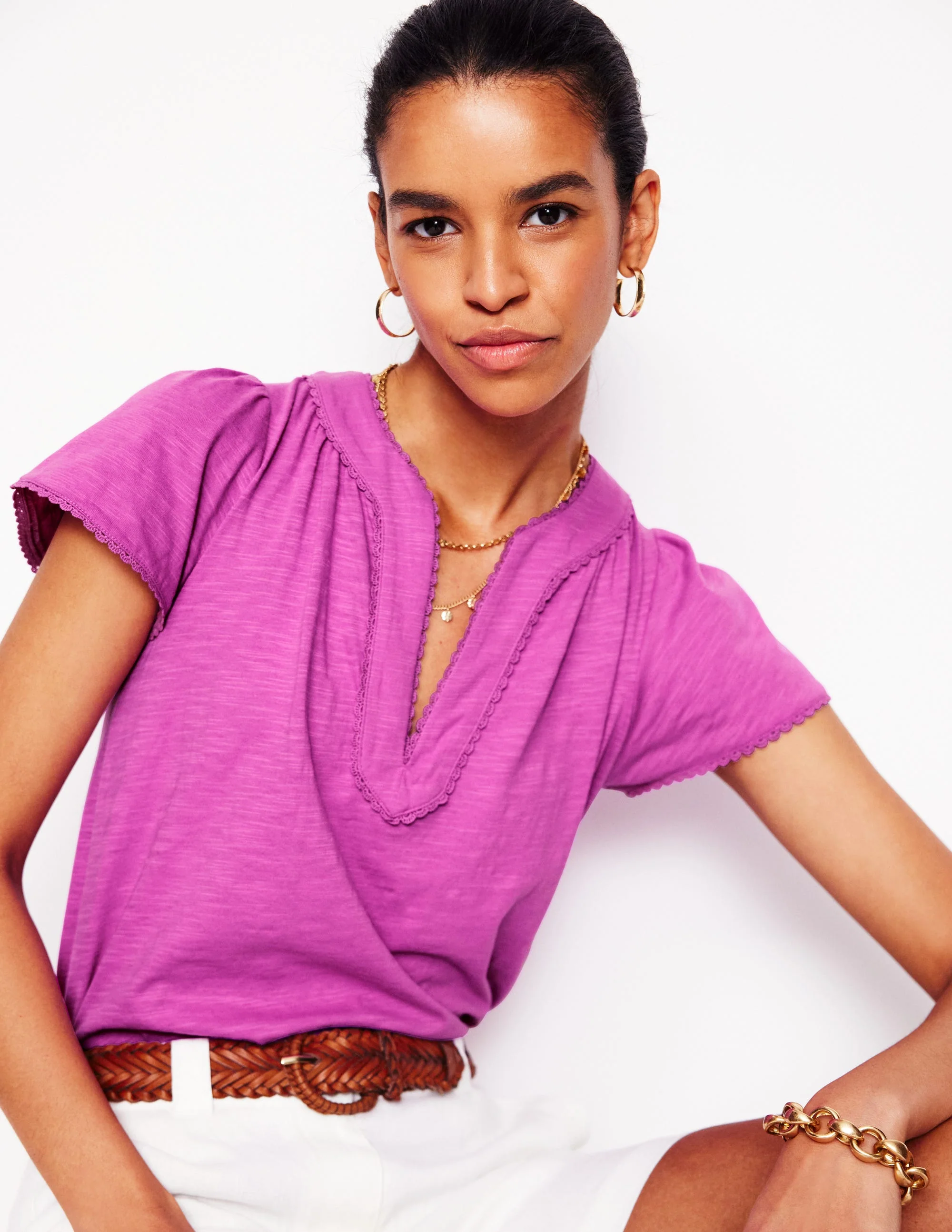 Ava Short Sleeve Top-Radiant Orchid - Image 2