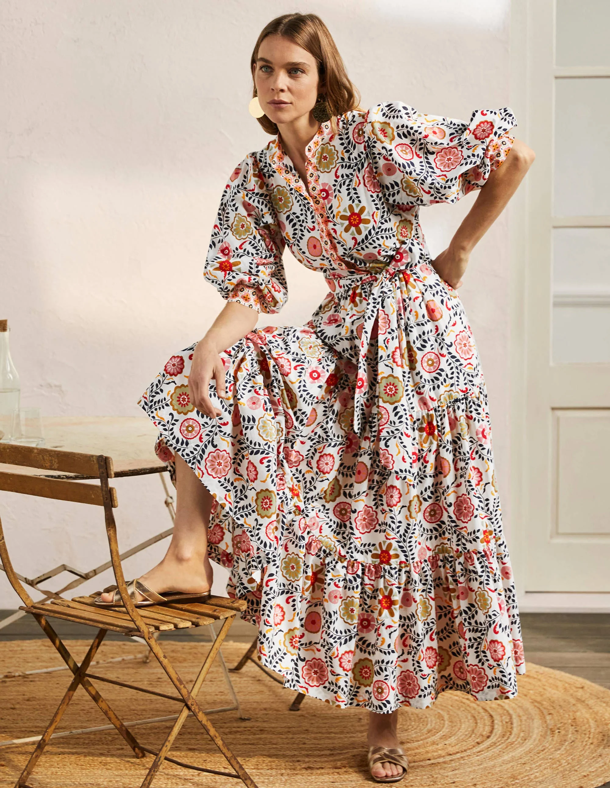 Ava Tiered Maxi Dress-Ivory, Opulent Garden - Image 4