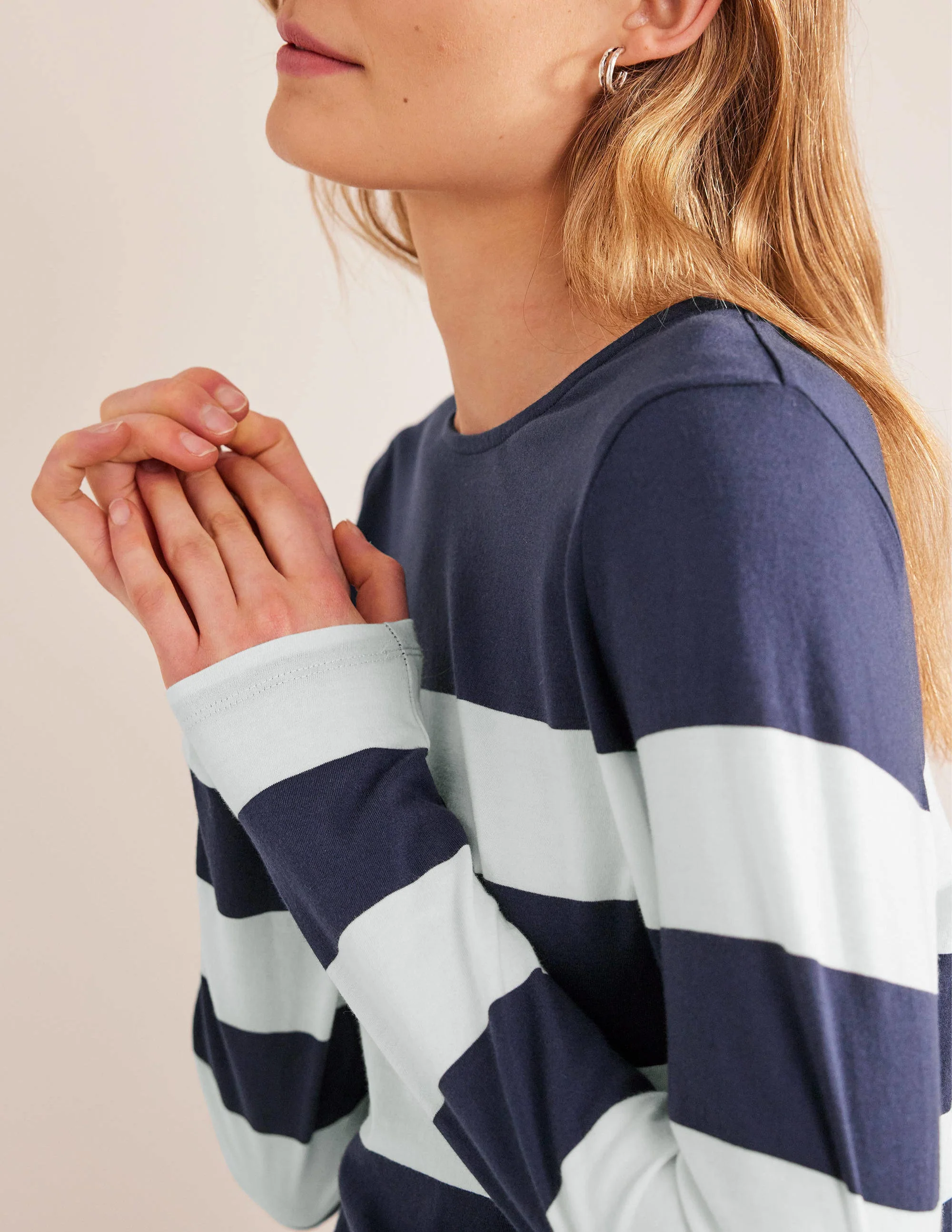 Bea Long Sleeve Breton-Navy/ Ivory Wide Stripe - Image 2