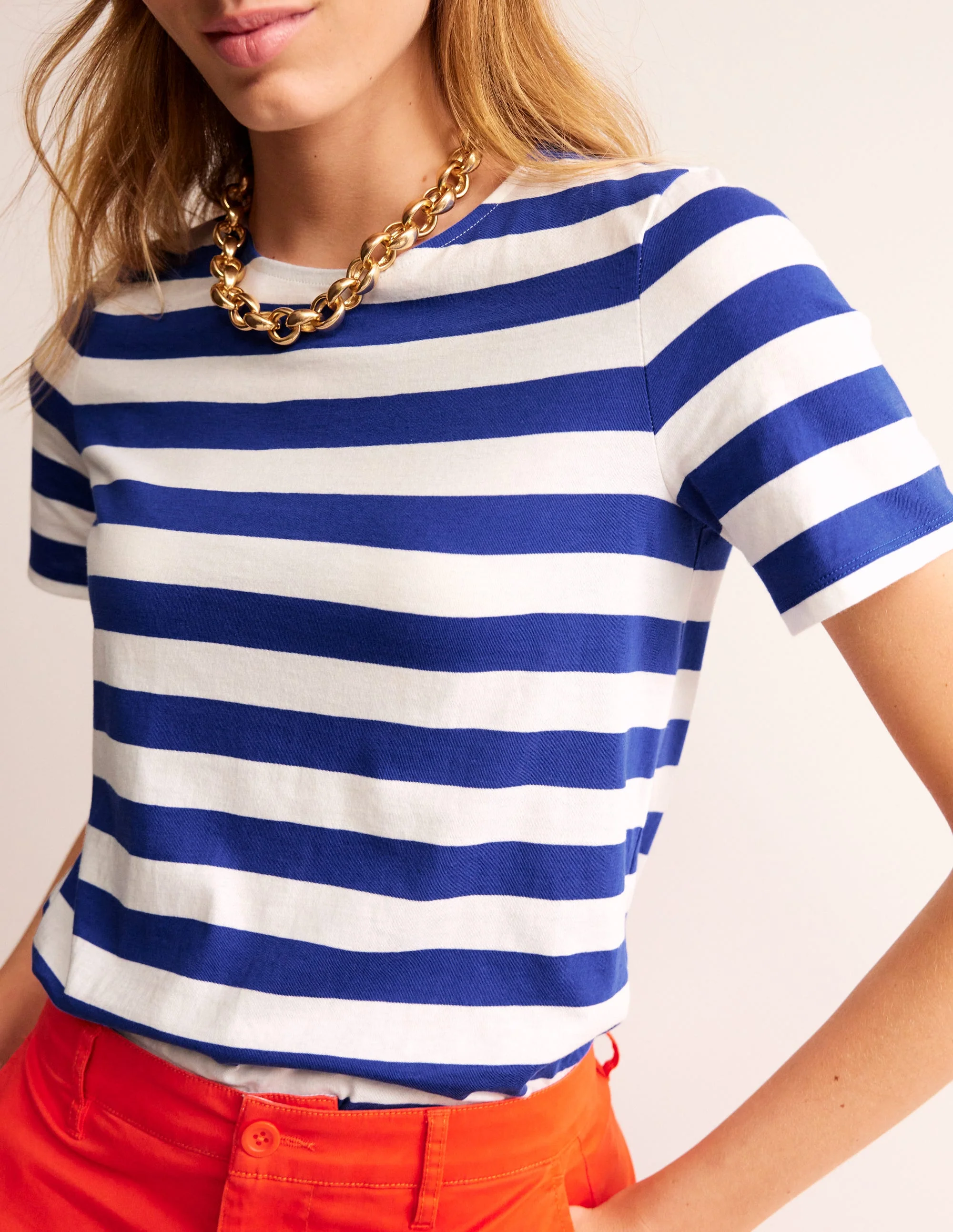 Bea Short Sleeve Breton-Blue, Ivory - Image 2