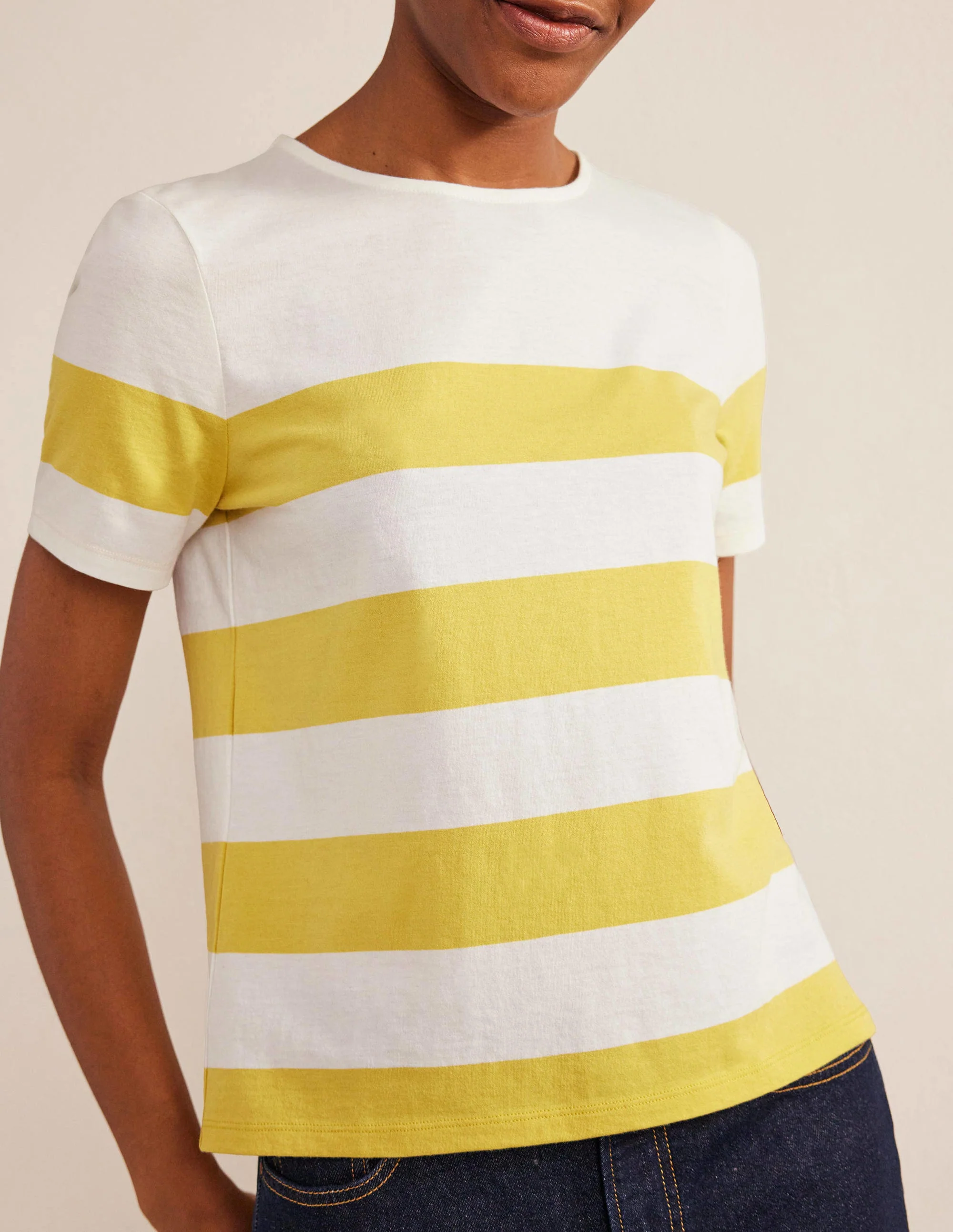 Bea Short Sleeve Breton-Sweet Honeycomb, Ivory Stripe - Image 4