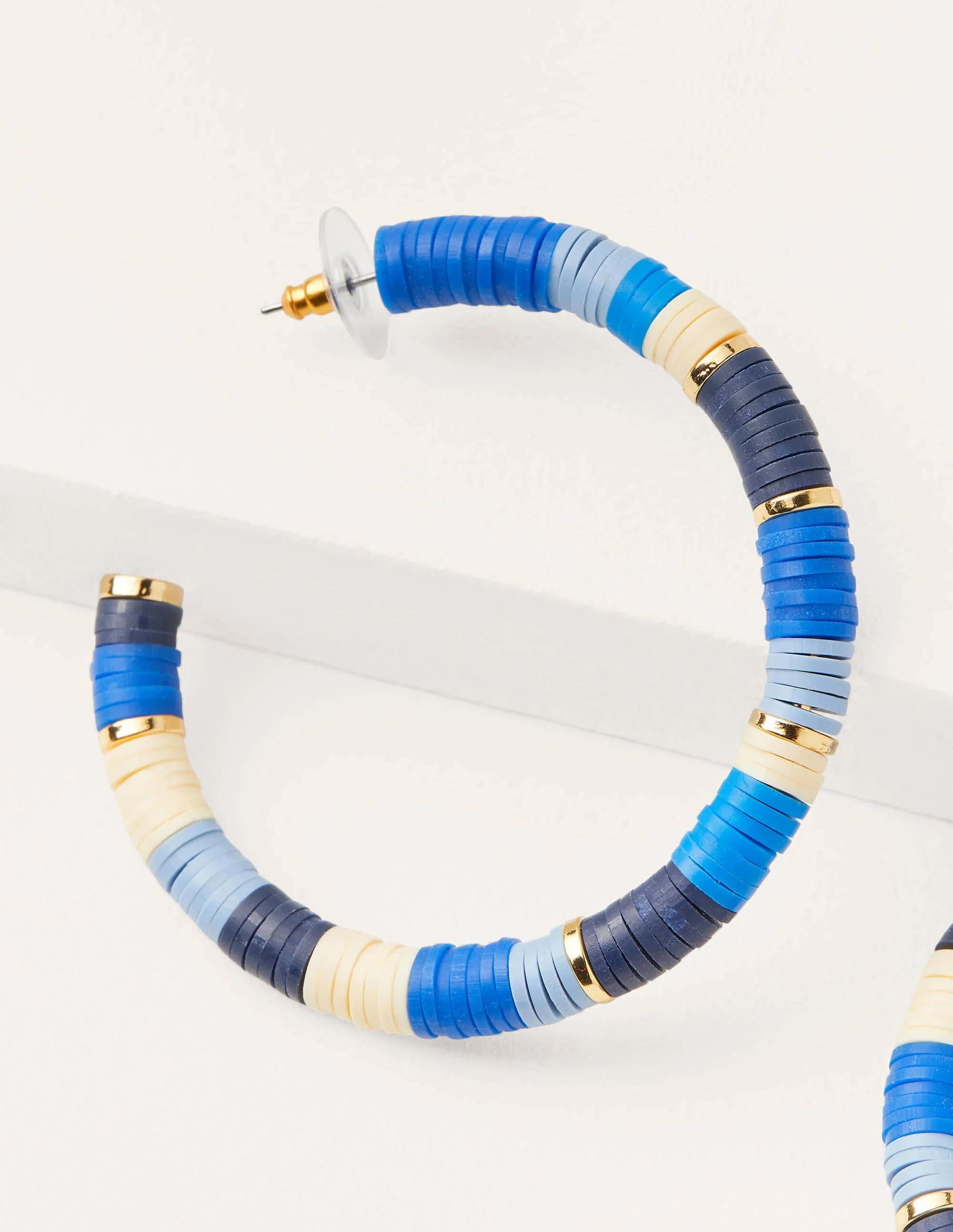 Beaded Hoop Earrings-Moroccan Blue - Image 2