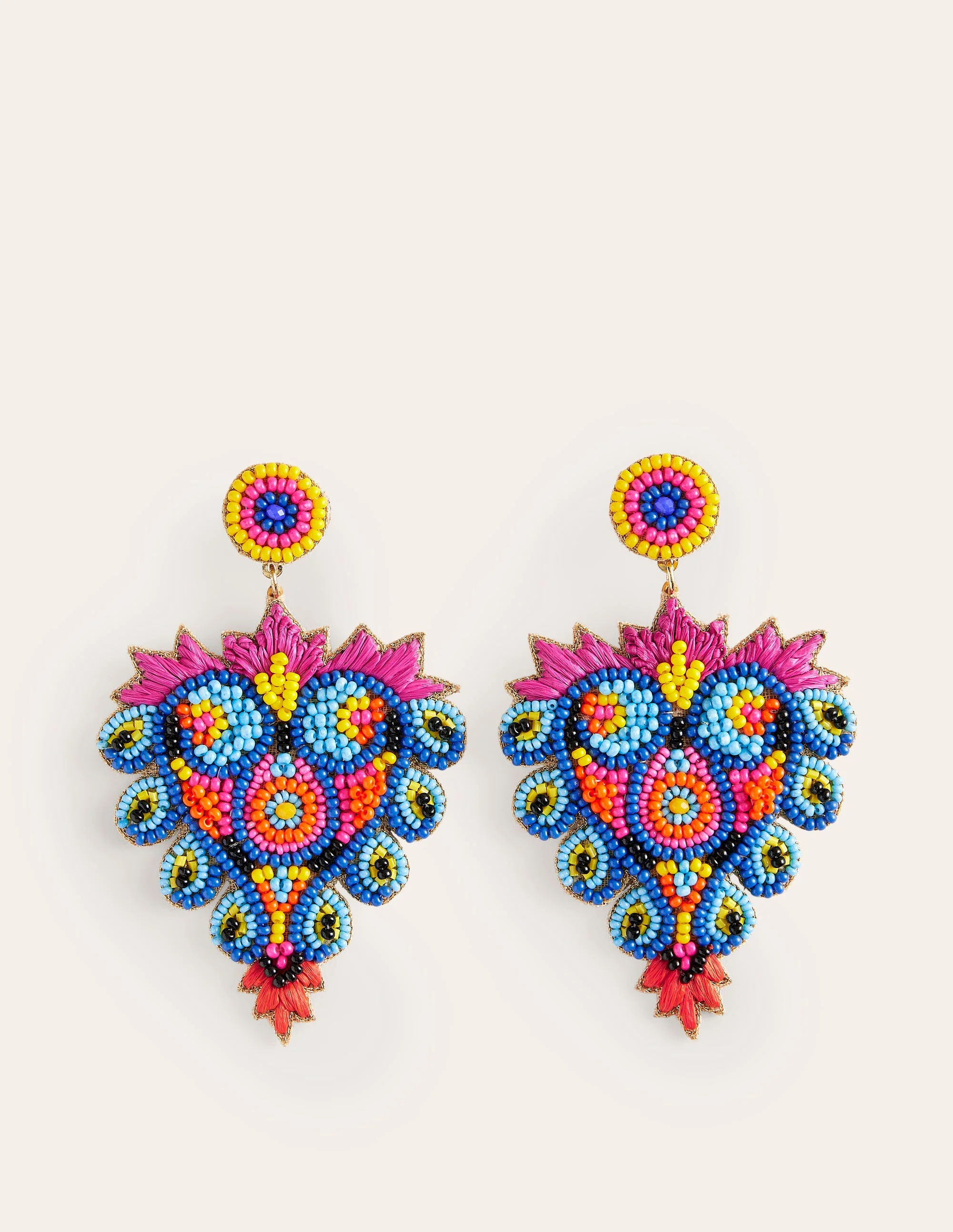 Beady Motif Earrings-Heart - Image 2