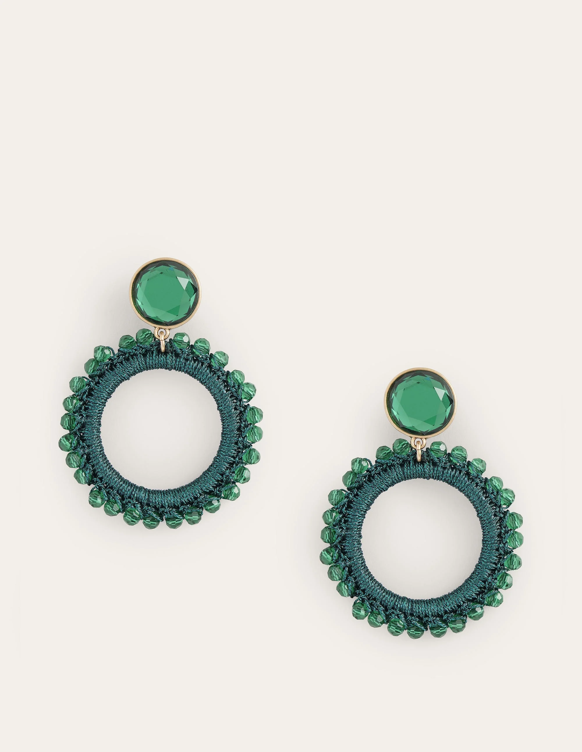 Beady Ring Earrings-Green - Image 4