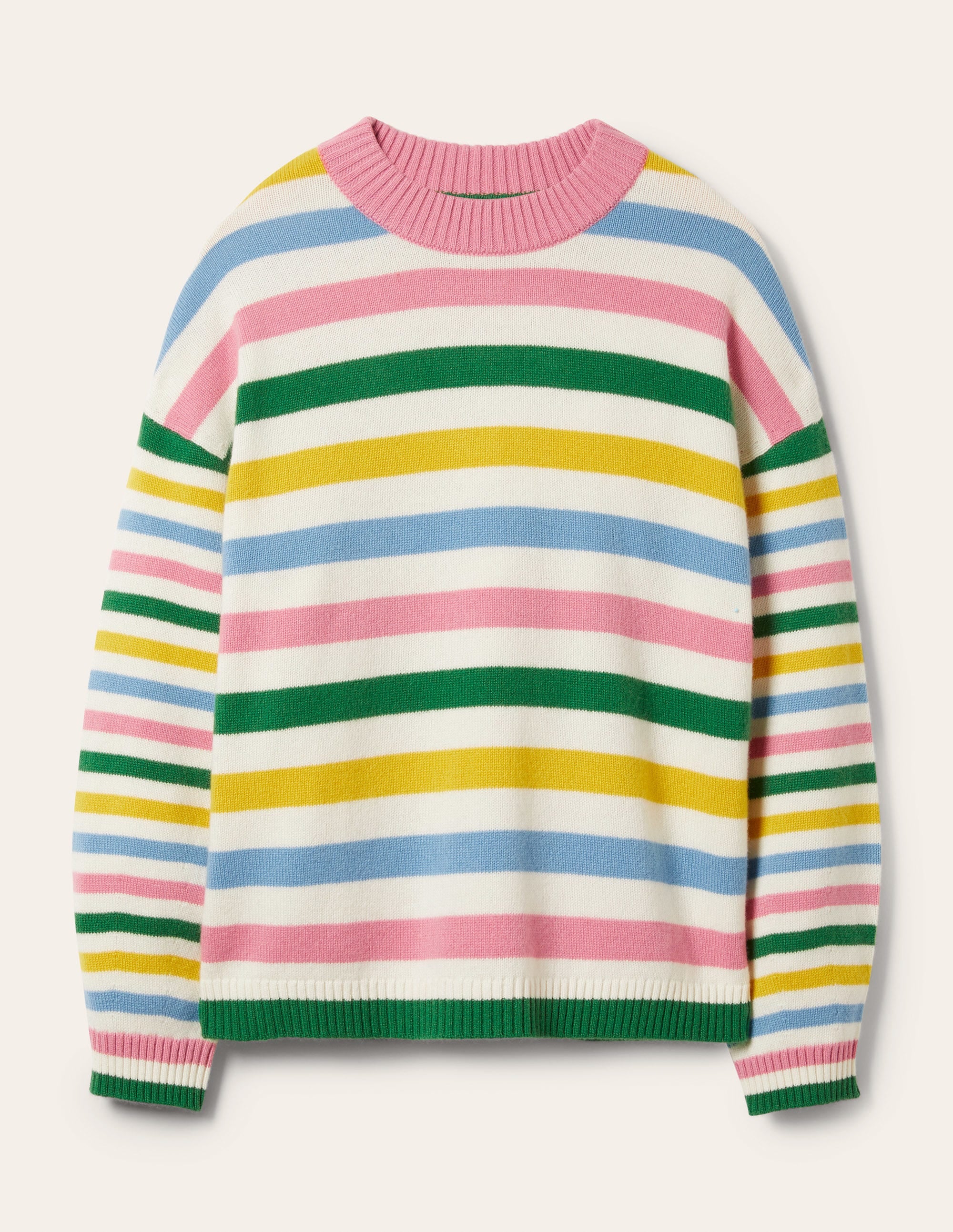 Bell Sleeve Cashmere Sweater-Morganite Pink Multi Stripe - Image 7