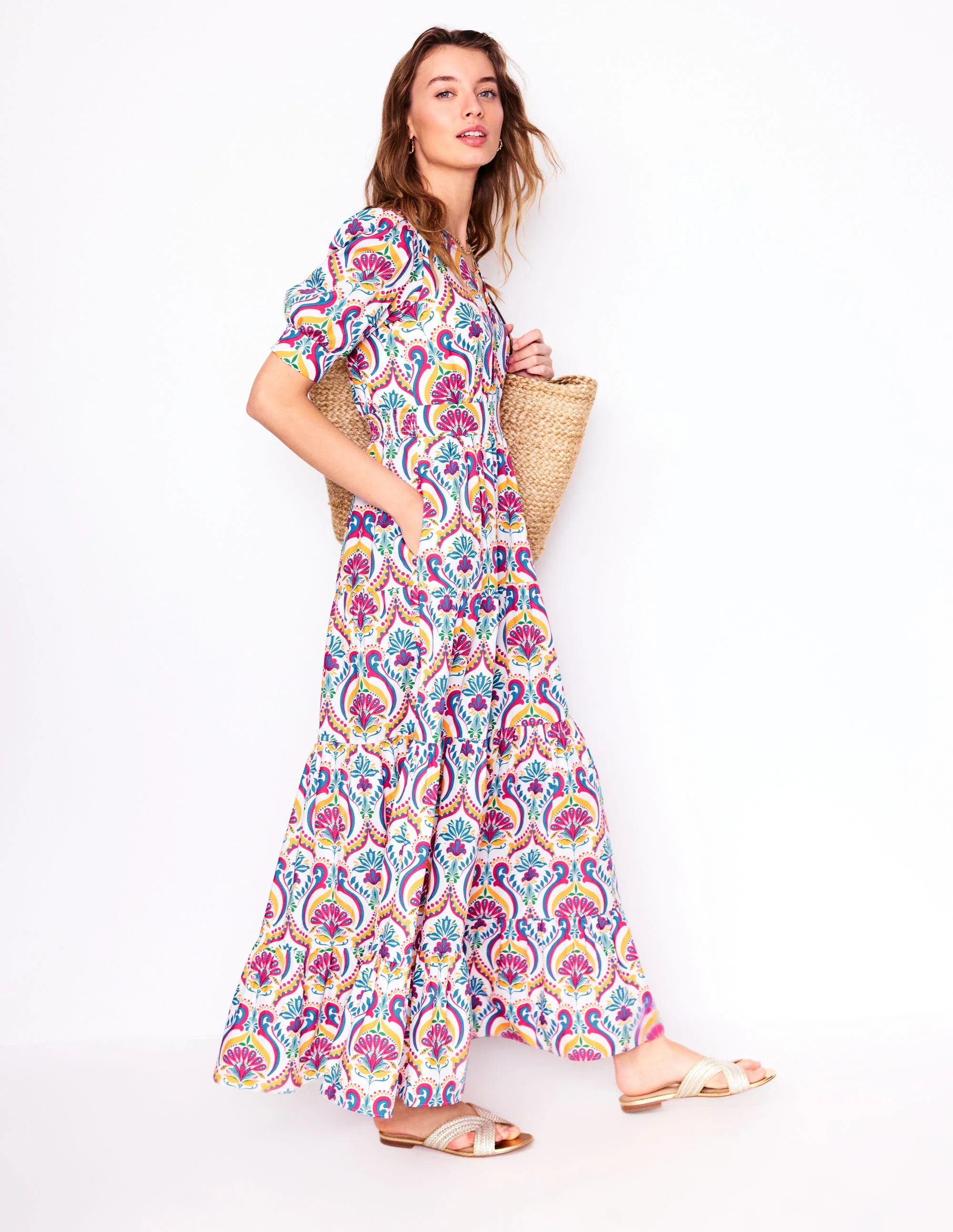 Bella Puff Sleeve Maxi Dress-Multi, Ornamental Floral - Image 6