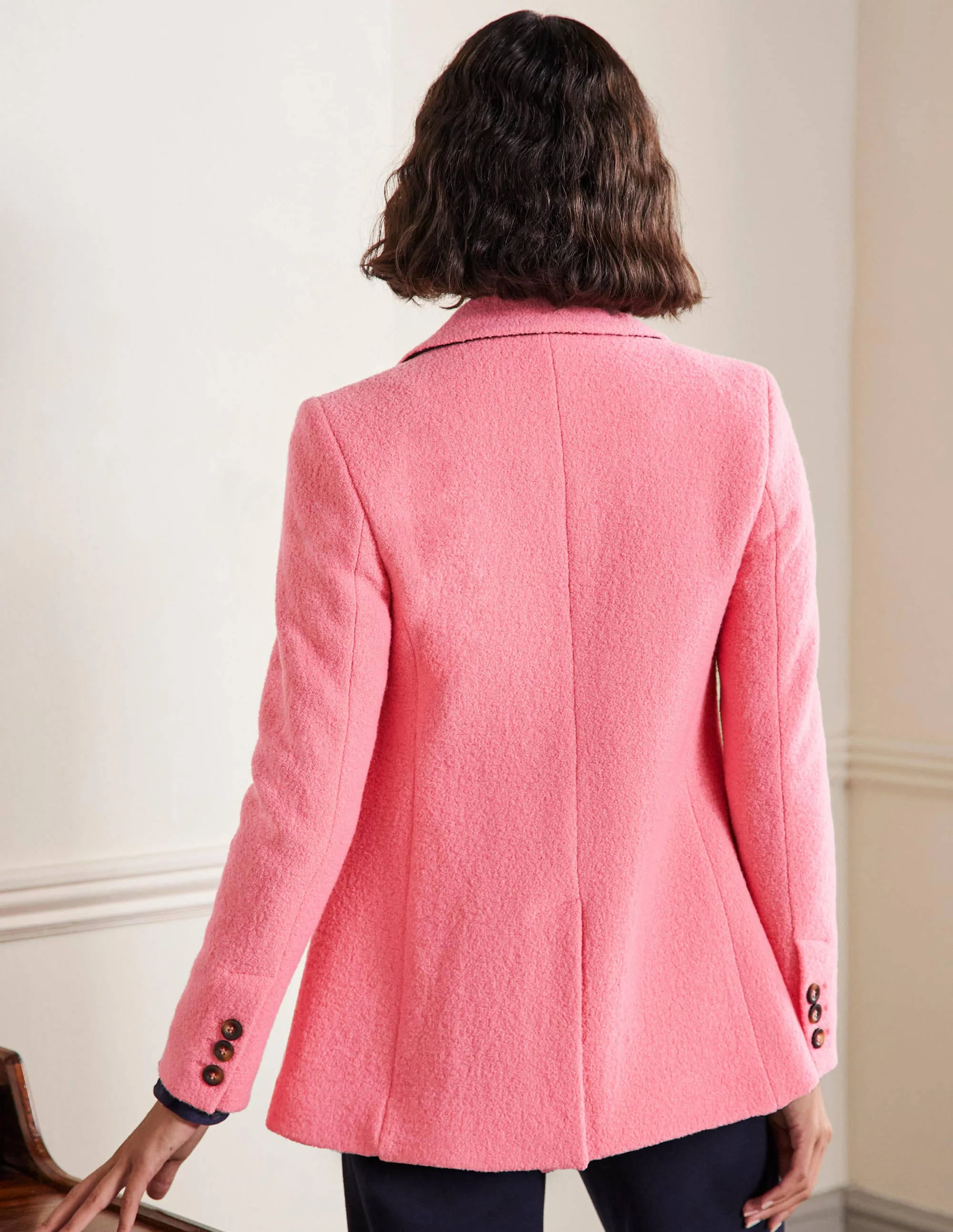 Bella Textured Wool Blazer-Azalea Pink - Image 3