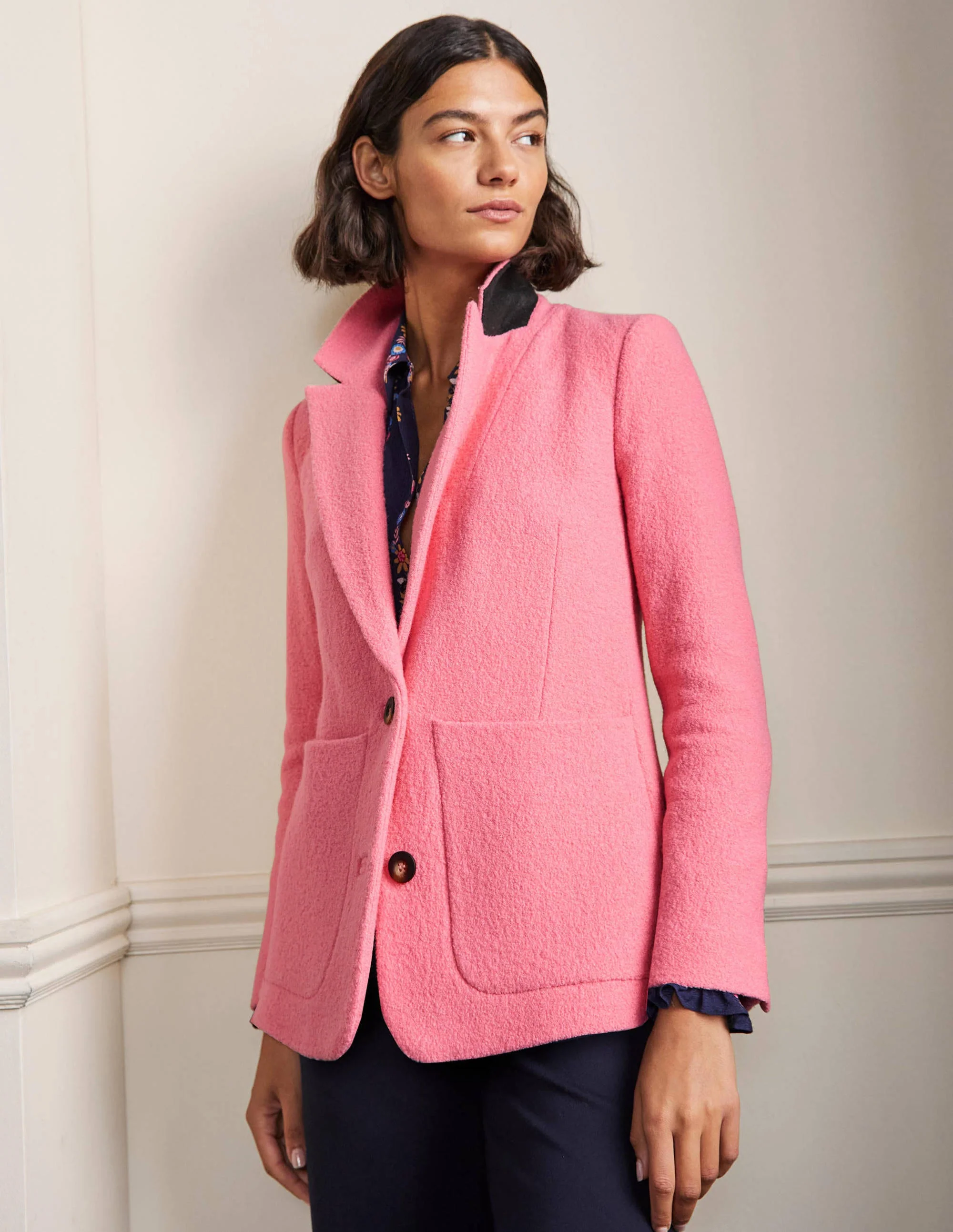 Bella Textured Wool Blazer-Azalea Pink - Image 4