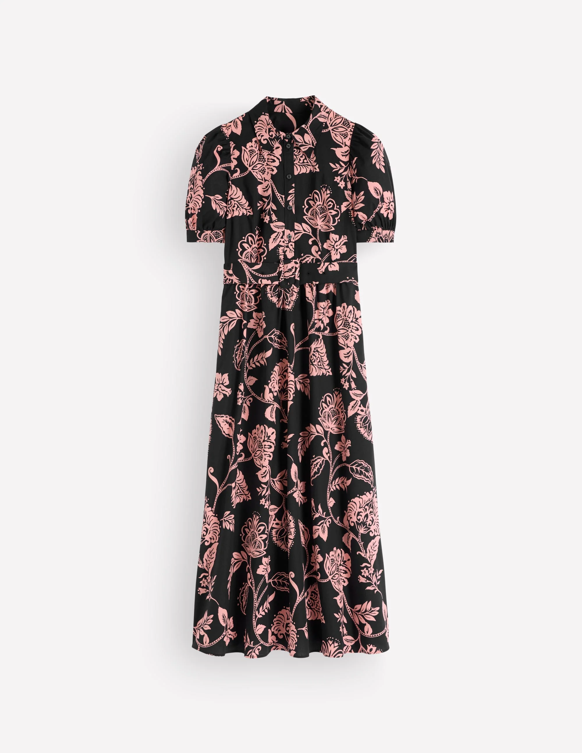 Belted Cotton Midi Dress-Black, Planted Meadows - Image 6