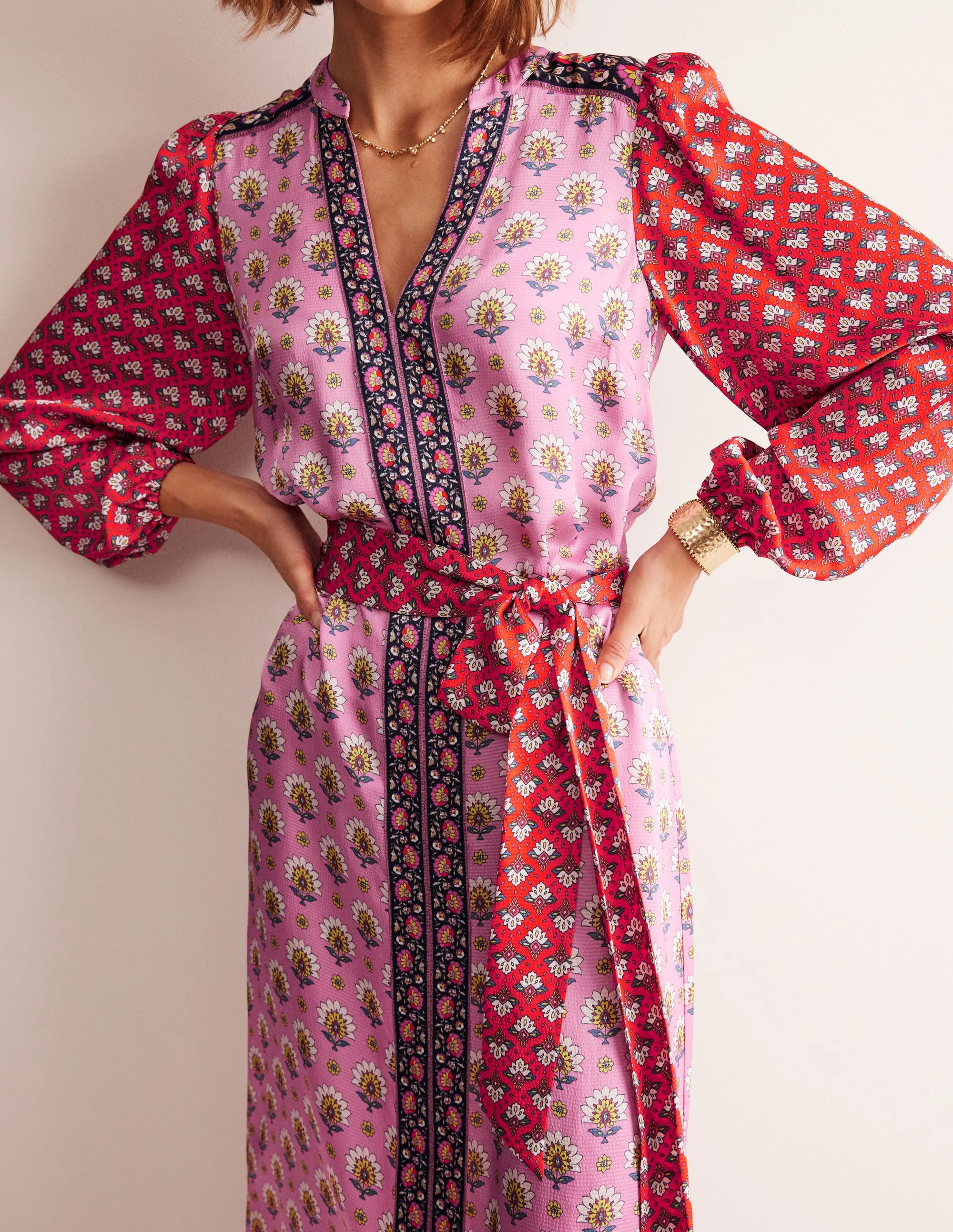 Belted Hotch Maxi Dress-Cashmere Rose, Passion Geo - Image 2