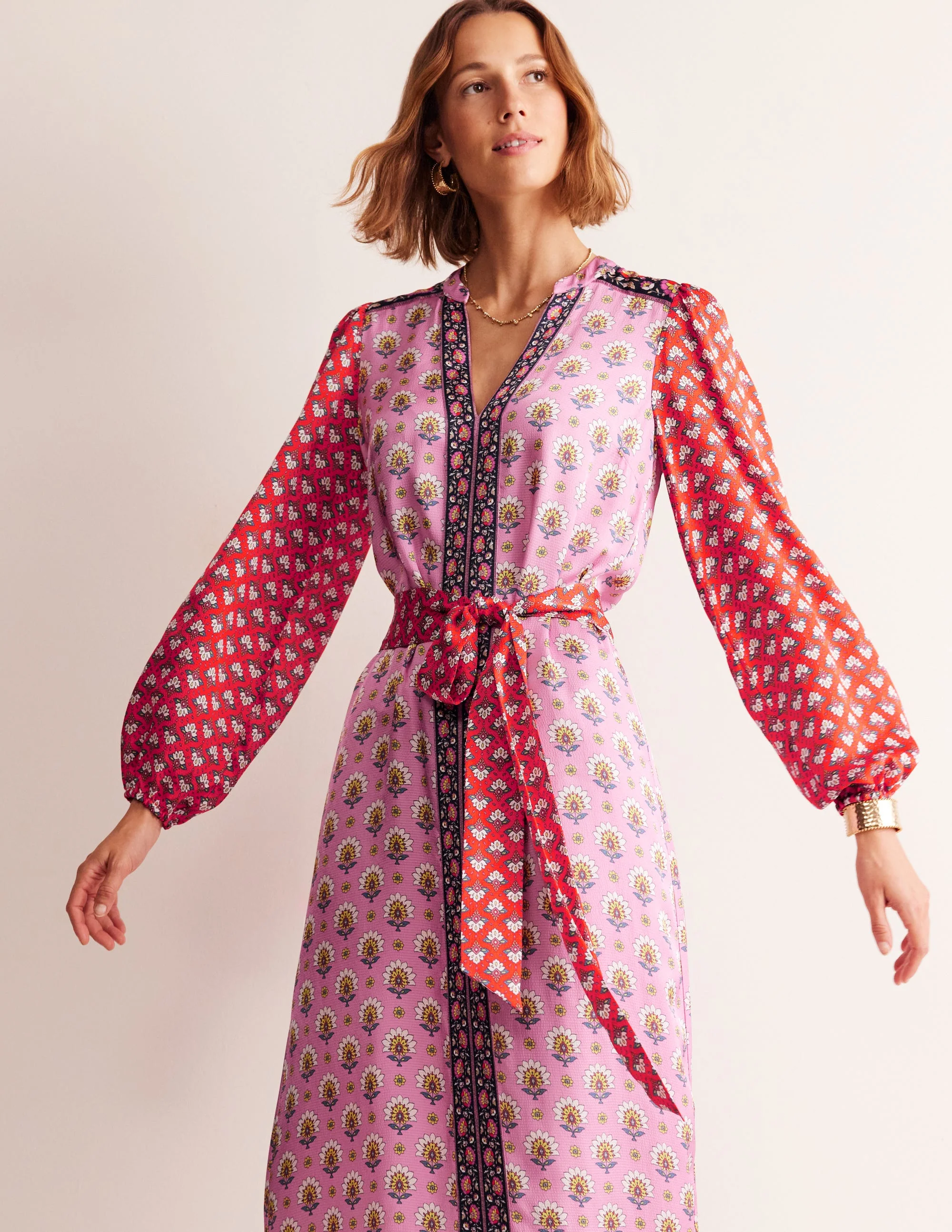 Belted Hotch Maxi Dress-Cashmere Rose, Passion Geo - Image 4