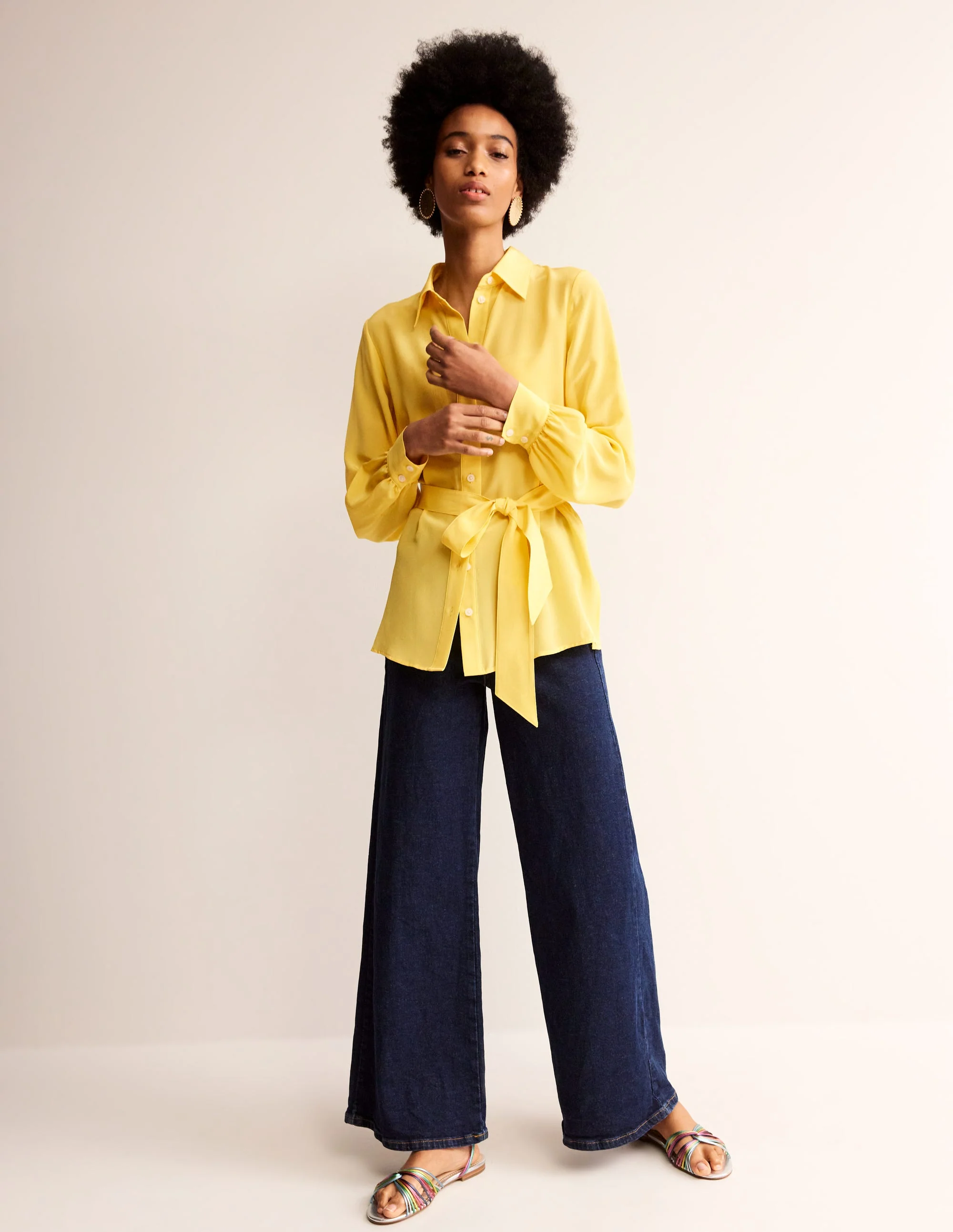 Belted Silk Shirt-Vibrant yellow - Image 4