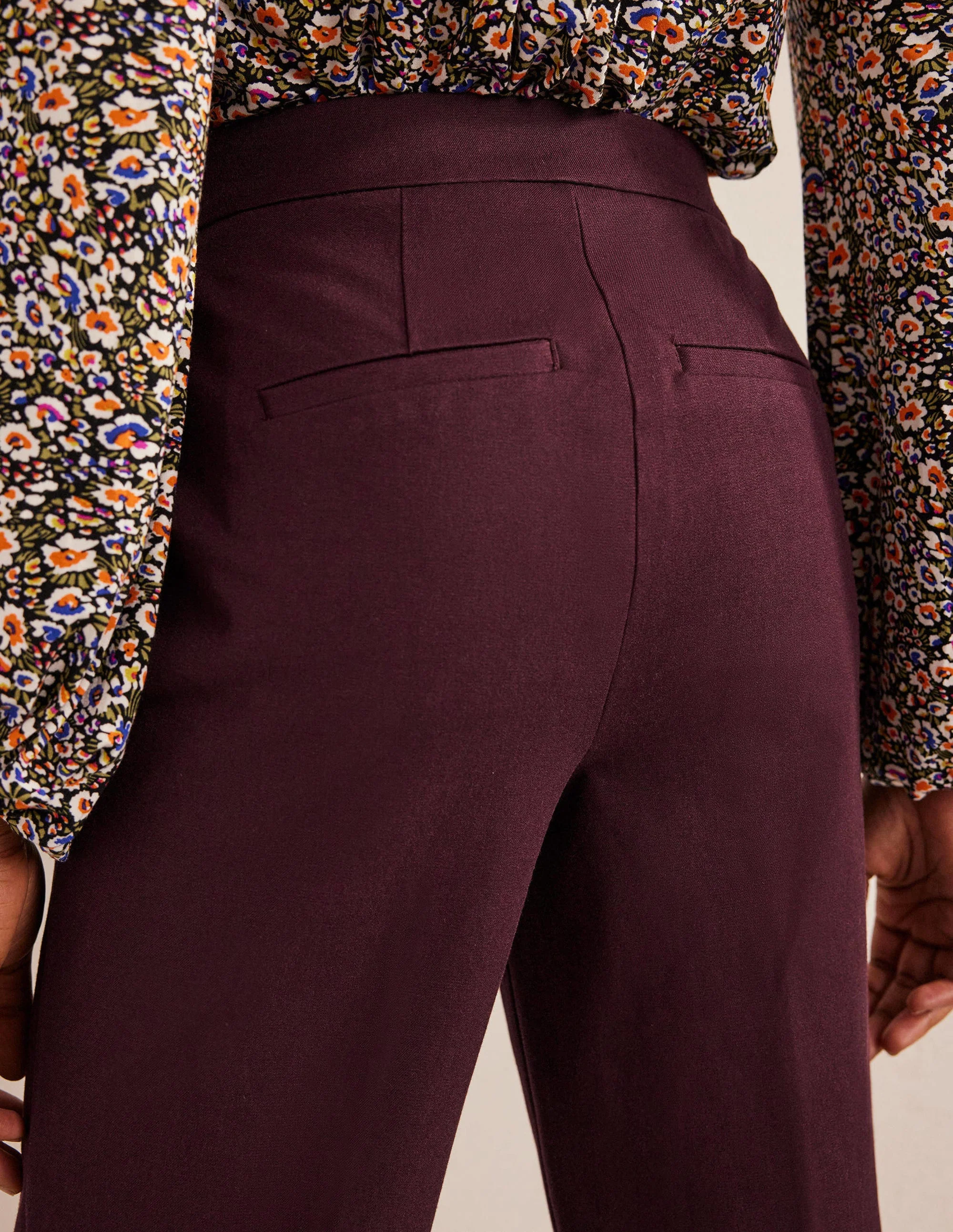 Bi-Stretch Straight Pants-Marroon - Image 4