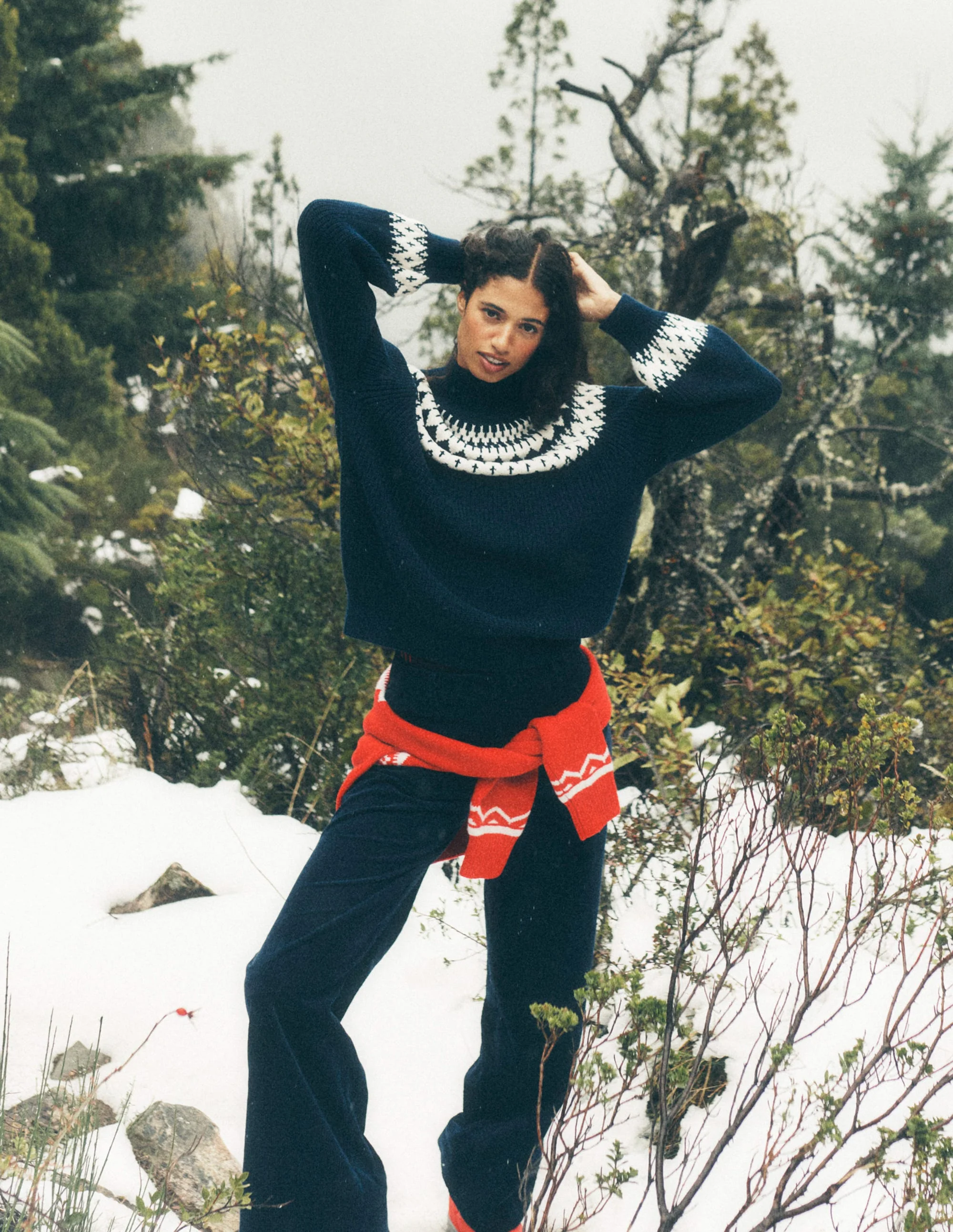 Bianca Cotton Ribbed Sweater-Navy Fair Isle - Image 6