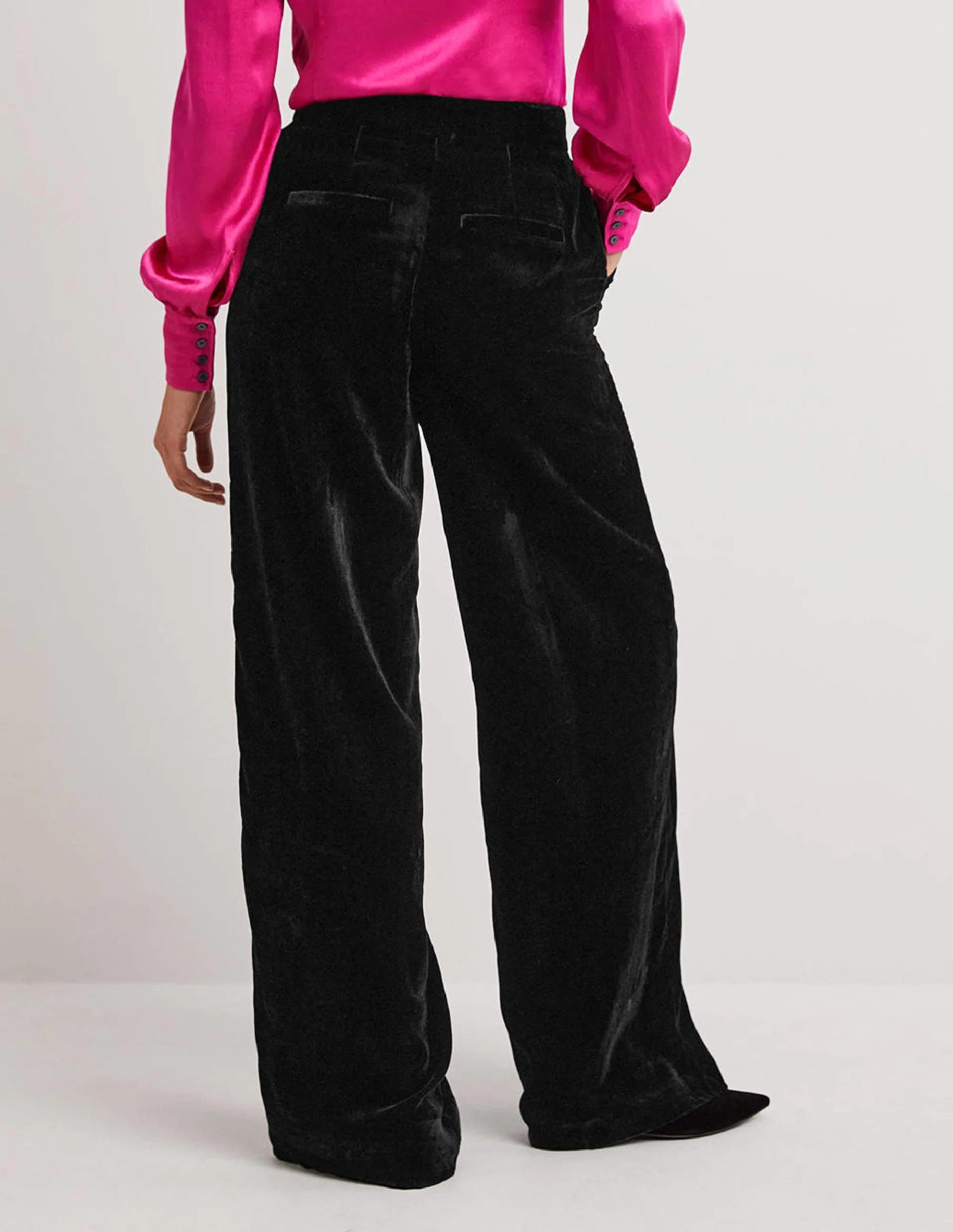 Black Velvet Wide-Leg Pants-Black Velvet - Image 3