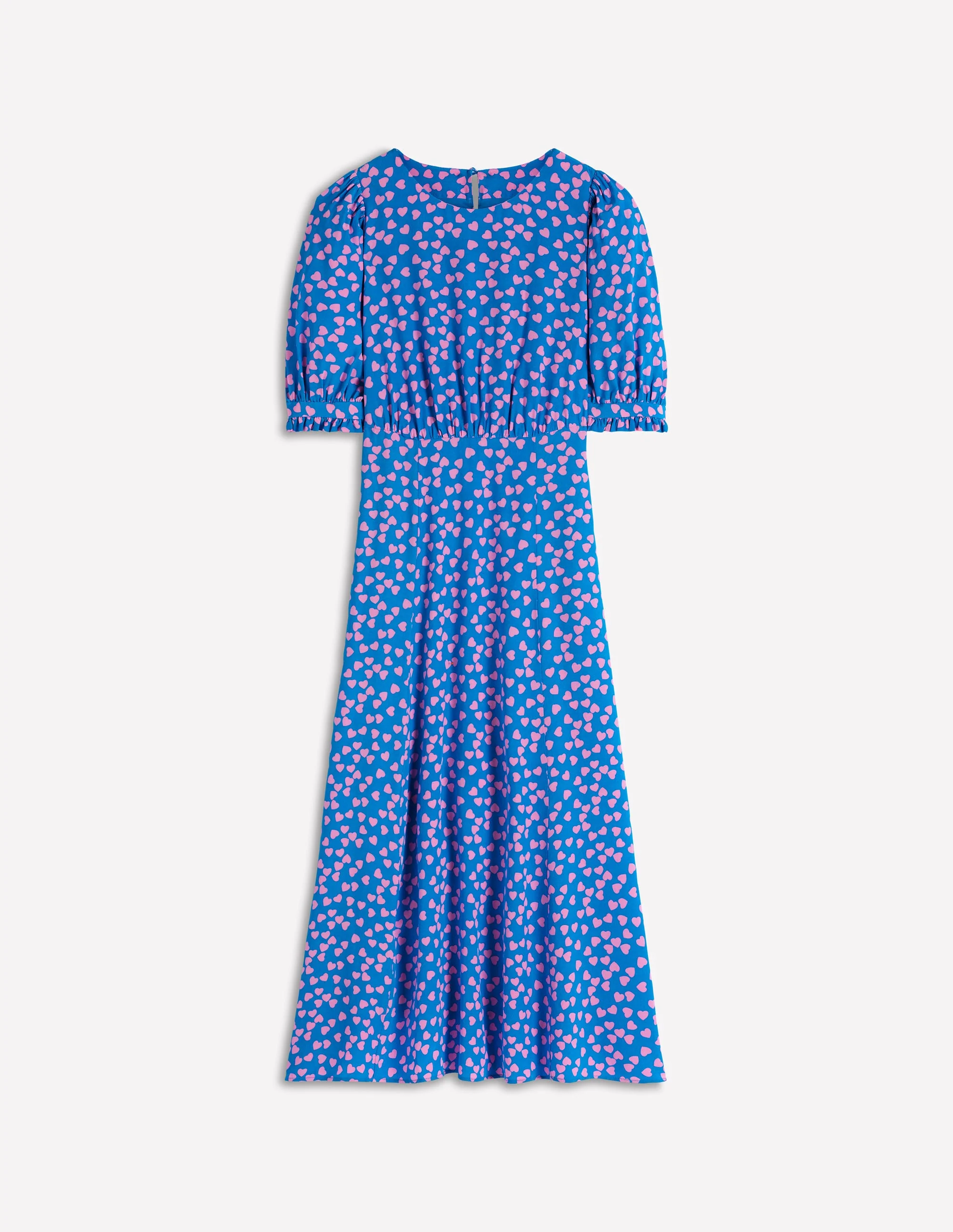 Blanca Midi Tea Dress-Kingfisher Blue, Heart Cascade - Image 7