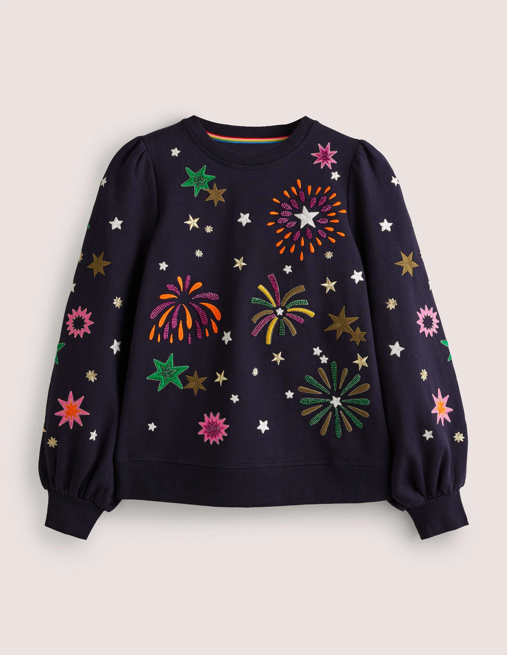 Blouson Sleeve Sweatshirt-Navy Fireworks - Image 5