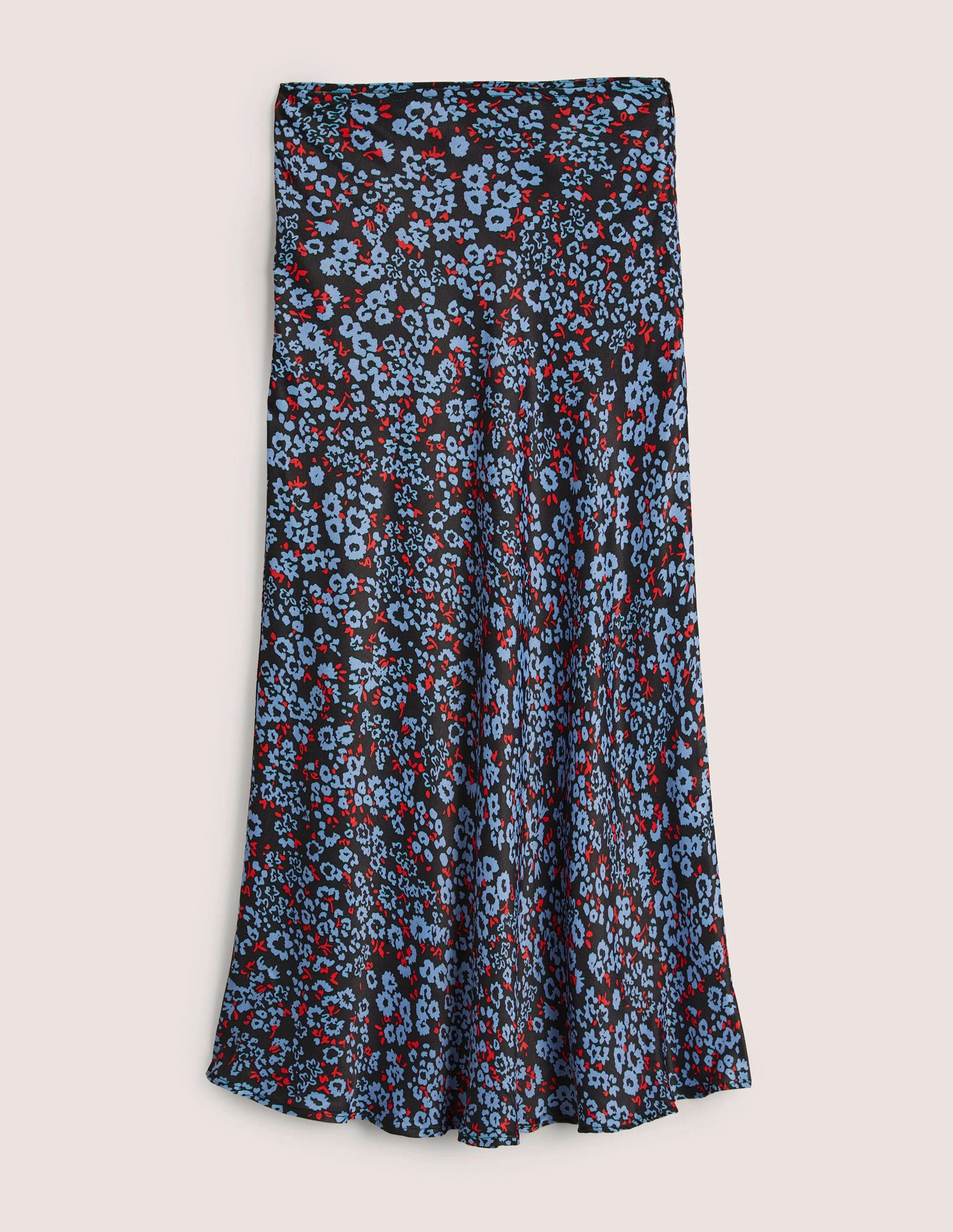 Blue Floral Satin Bias-Cut Midi Skirt-Riviera Blue, Botanic Glaze - Image 5