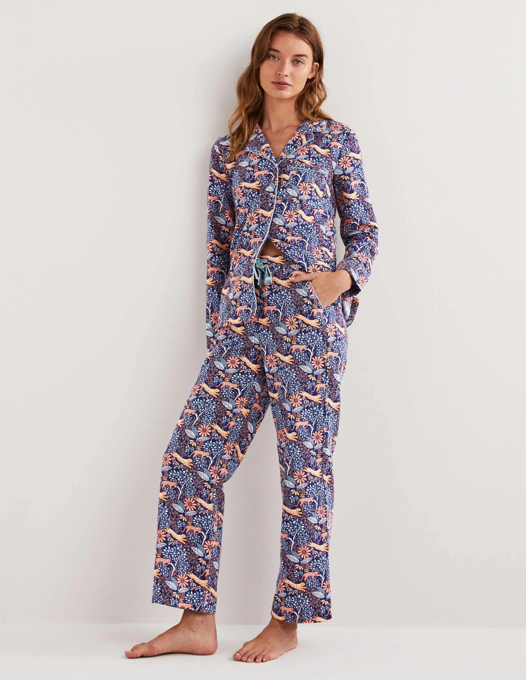 Blue Safari Bloom Cozy Pajama Set-Dusty Orange, Safari Bloom - Image 2