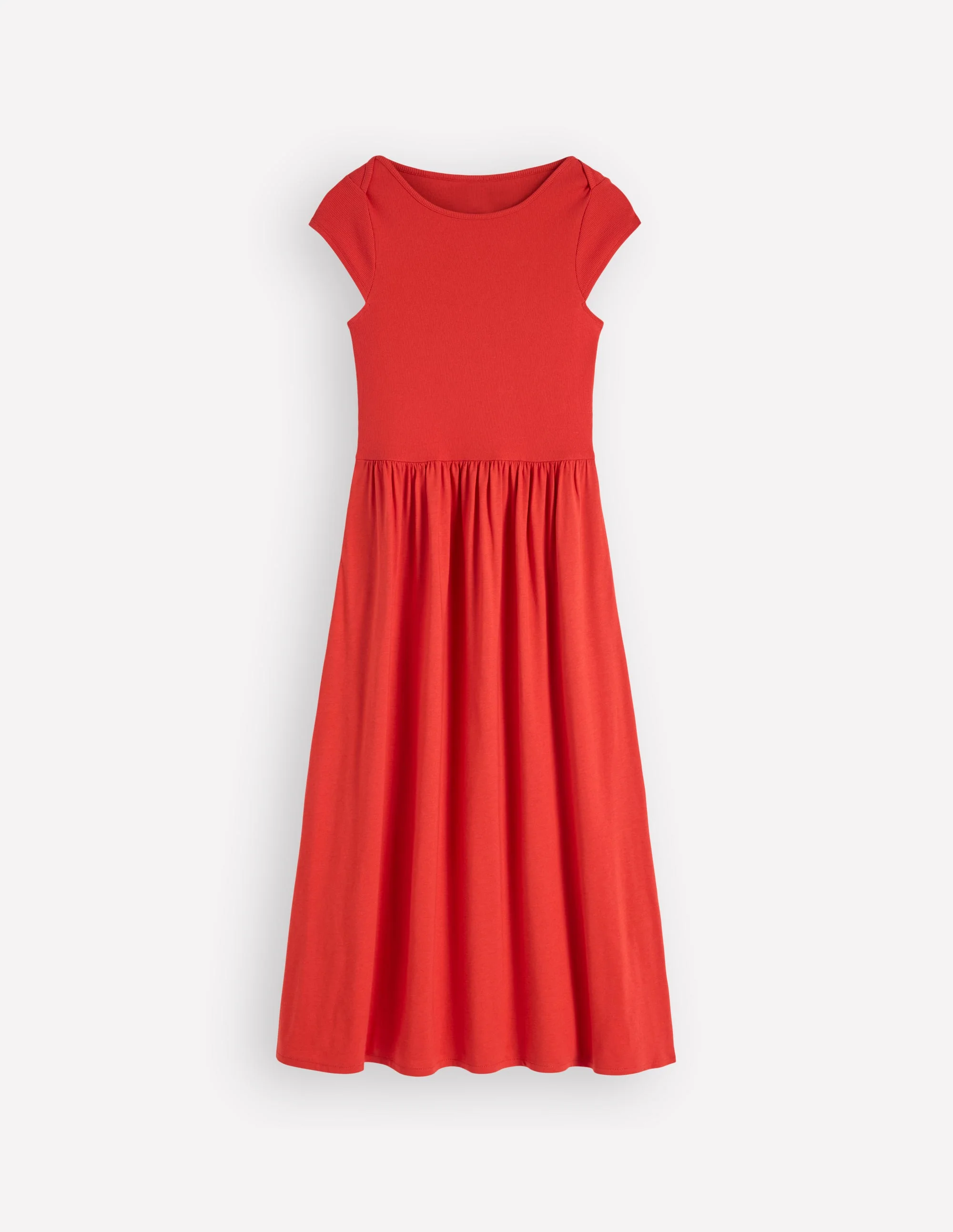 Boat Neck Mix Dress-Blood Orange - Image 5