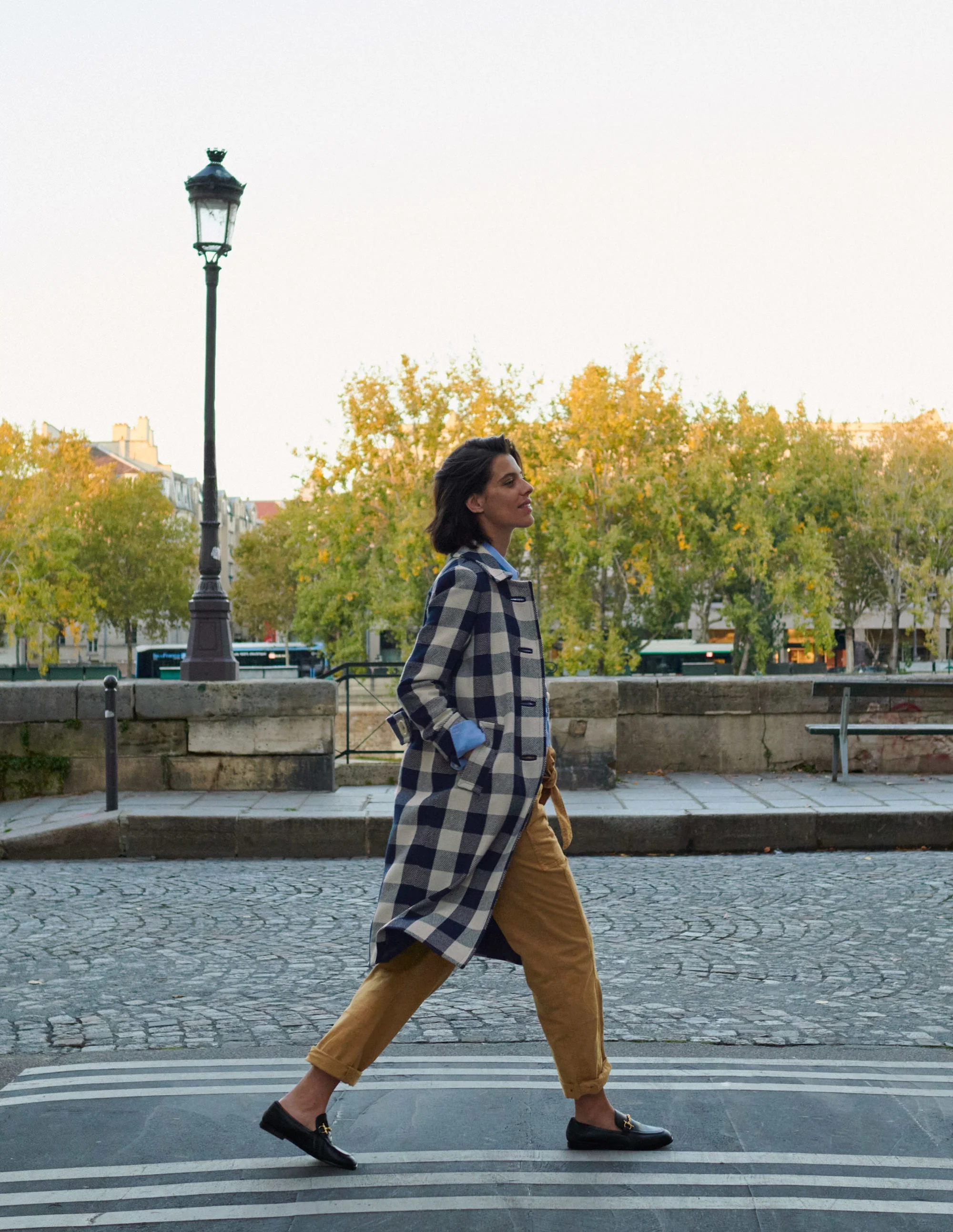 Bonnie Gingham Buttoned Coat-Ivory/Navy Gingham - Image 6