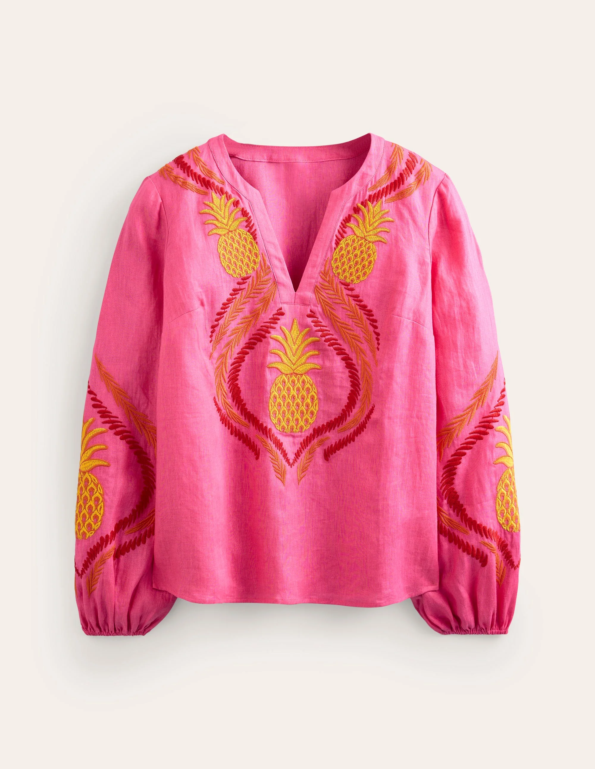Bonnie Linen Top-Sangria Sunset, Pineapple - Image 6