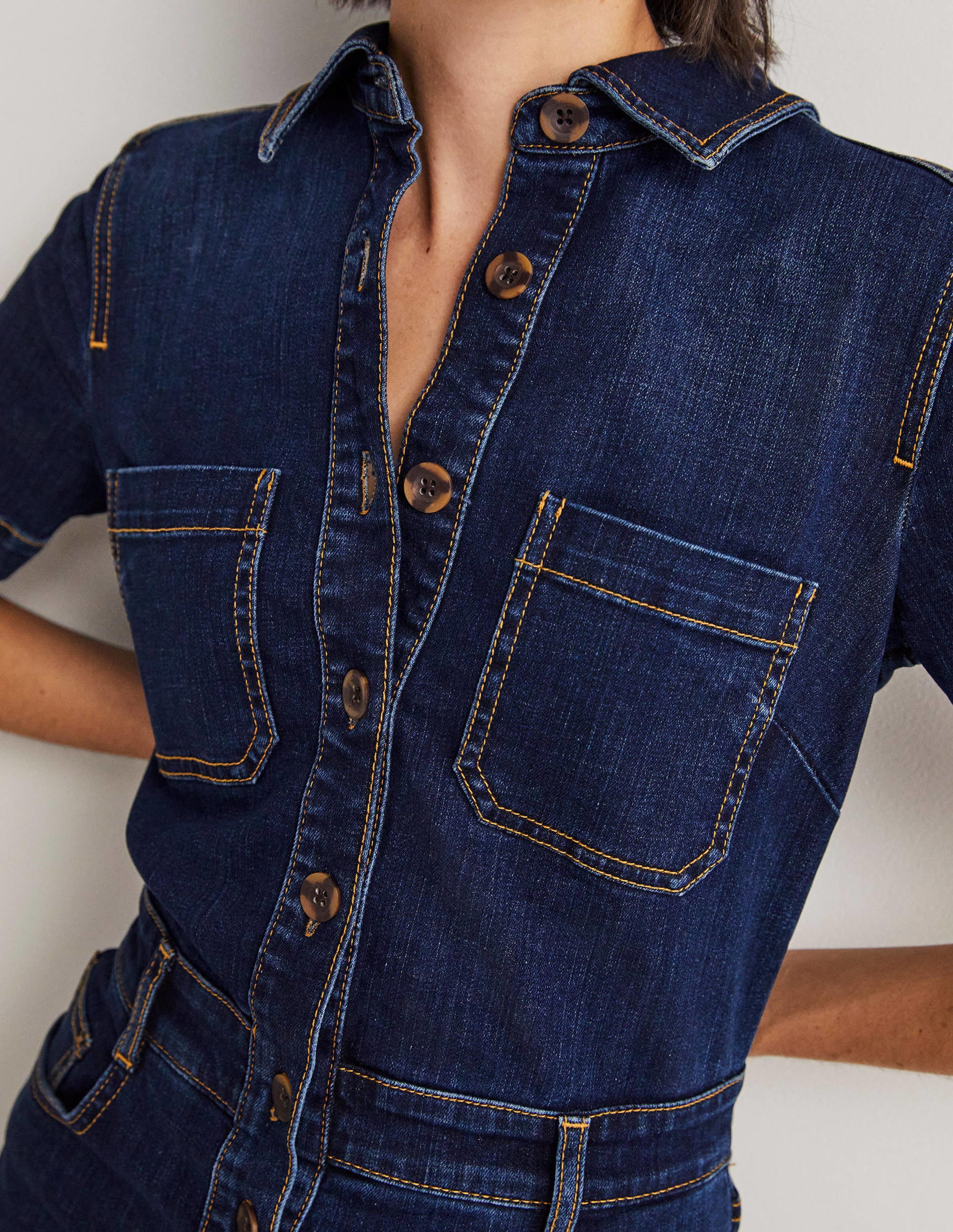 Bootcut Denim Jumpsuit-Indigo - Image 2